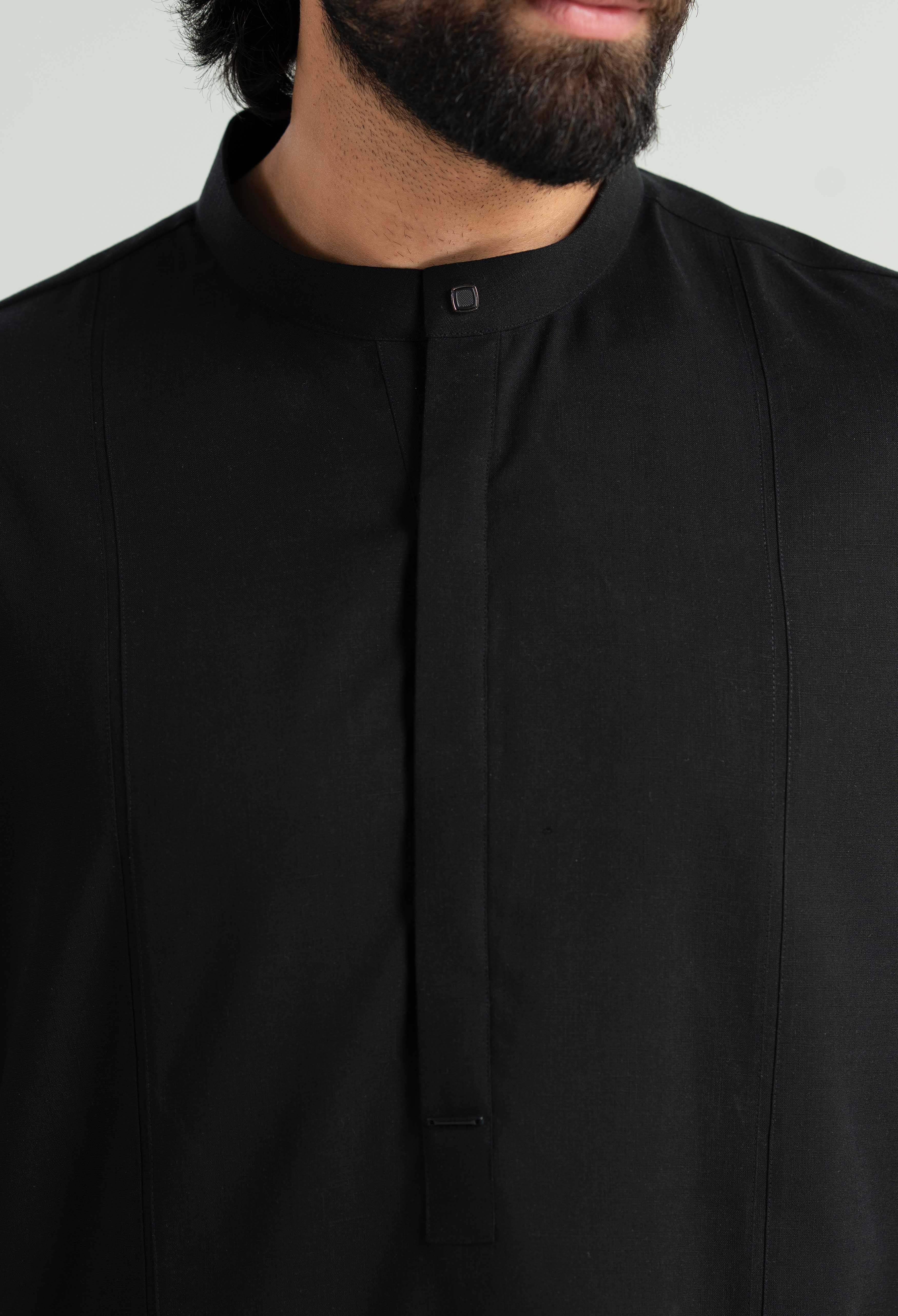 Jet Black Tencel Linen Cord's Set