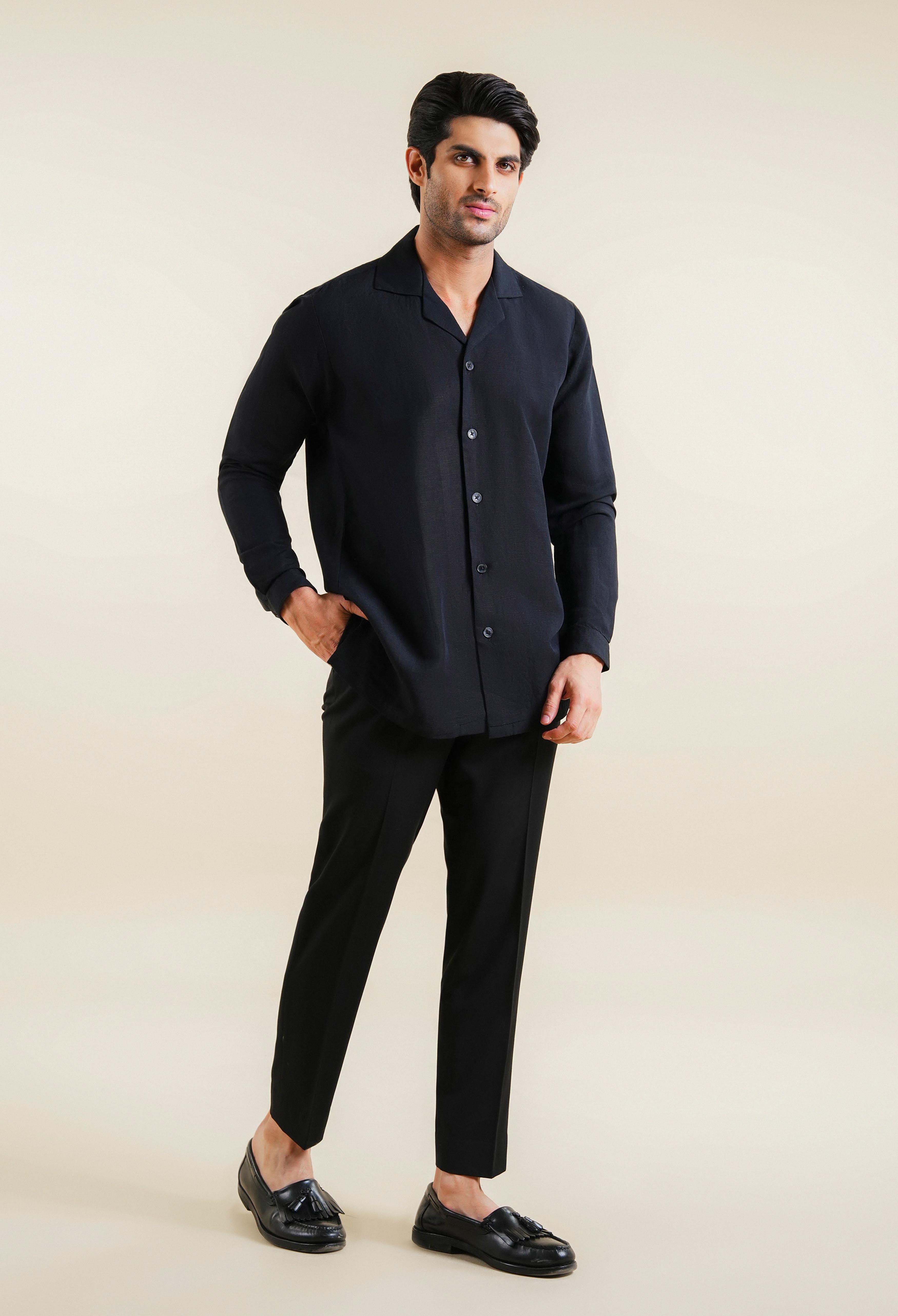 Jet Black Linen Shirt