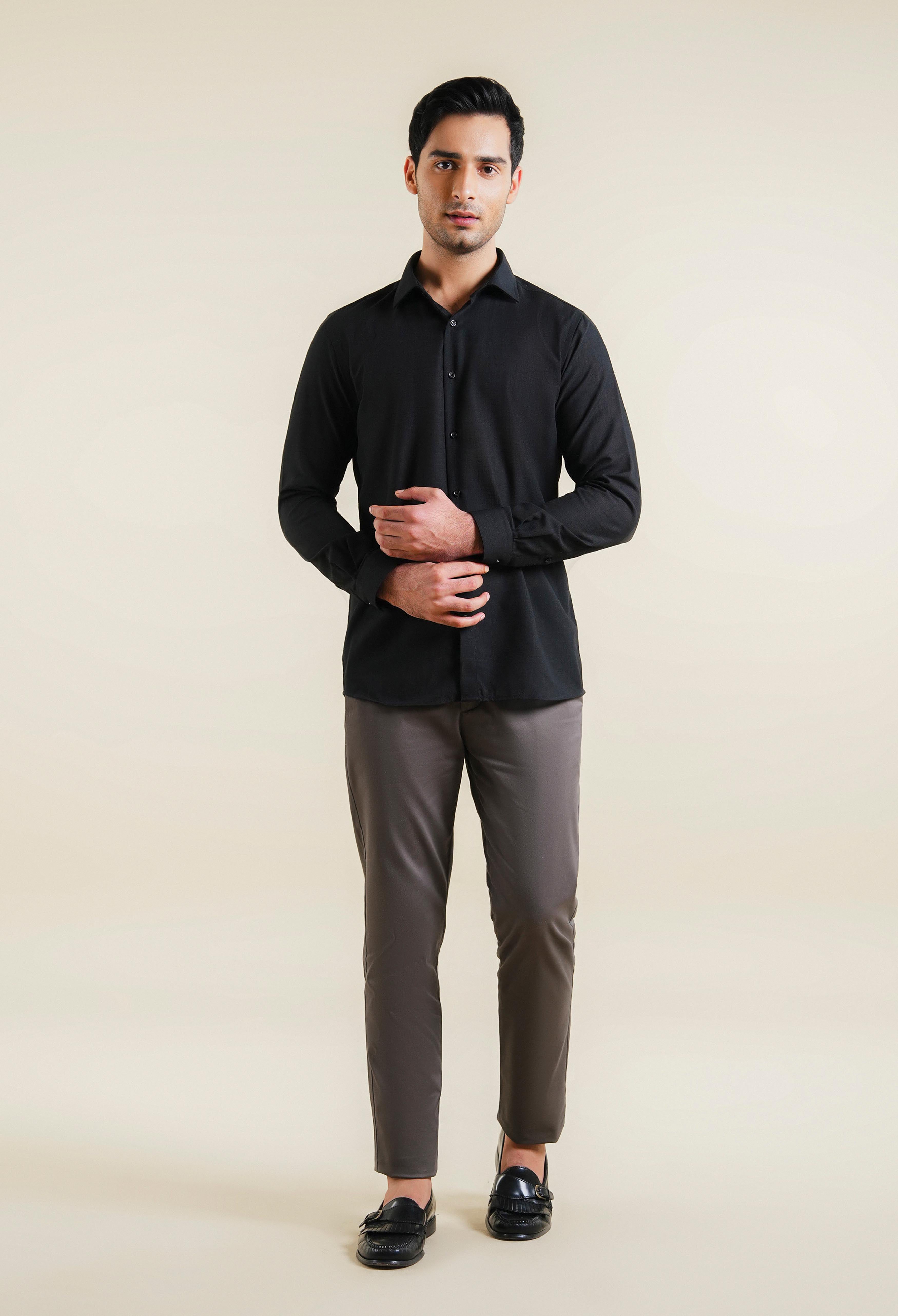 Night Black Hawk Weave Poly Linen