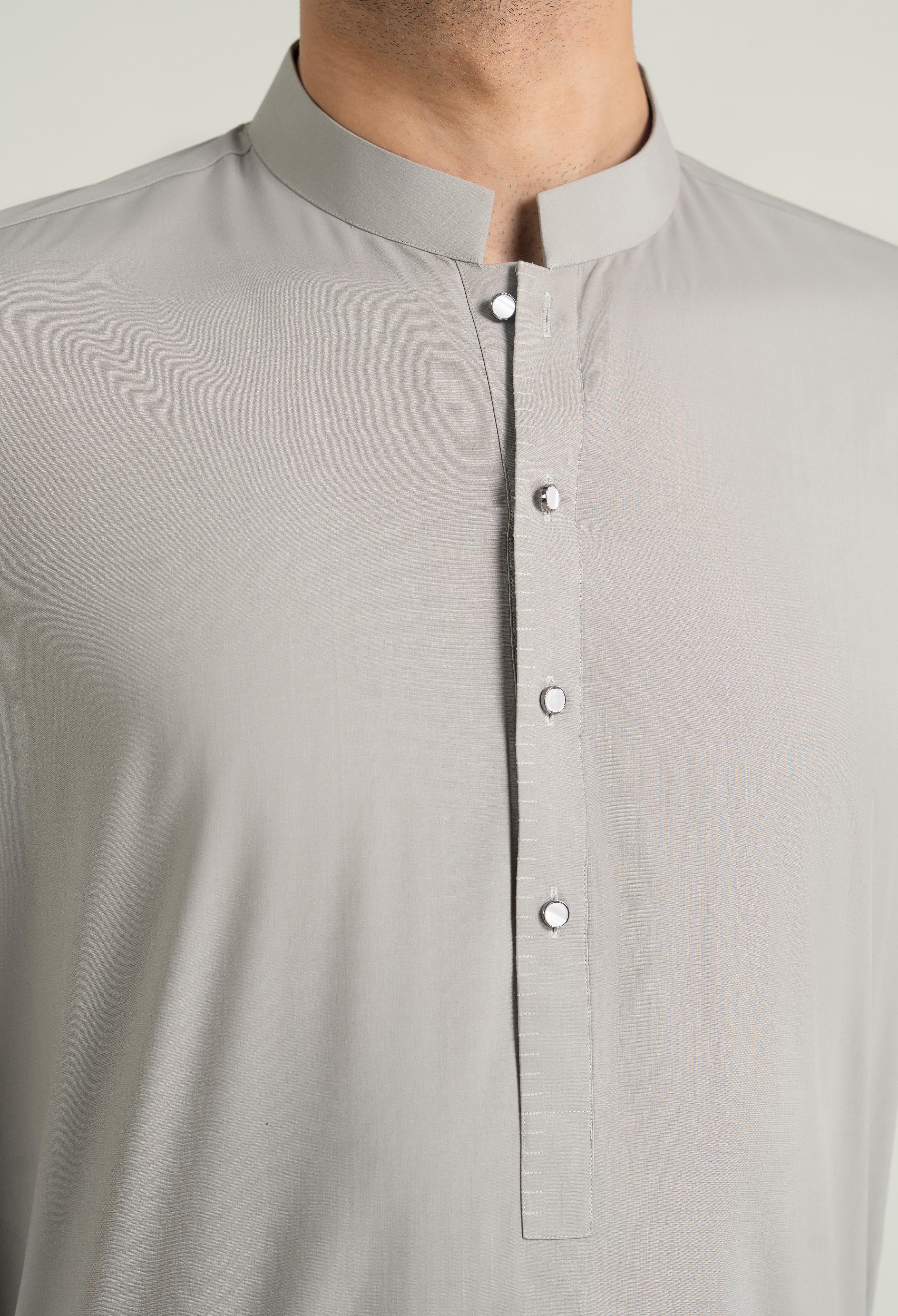 Slate Grey Blended Kameez Shalwar