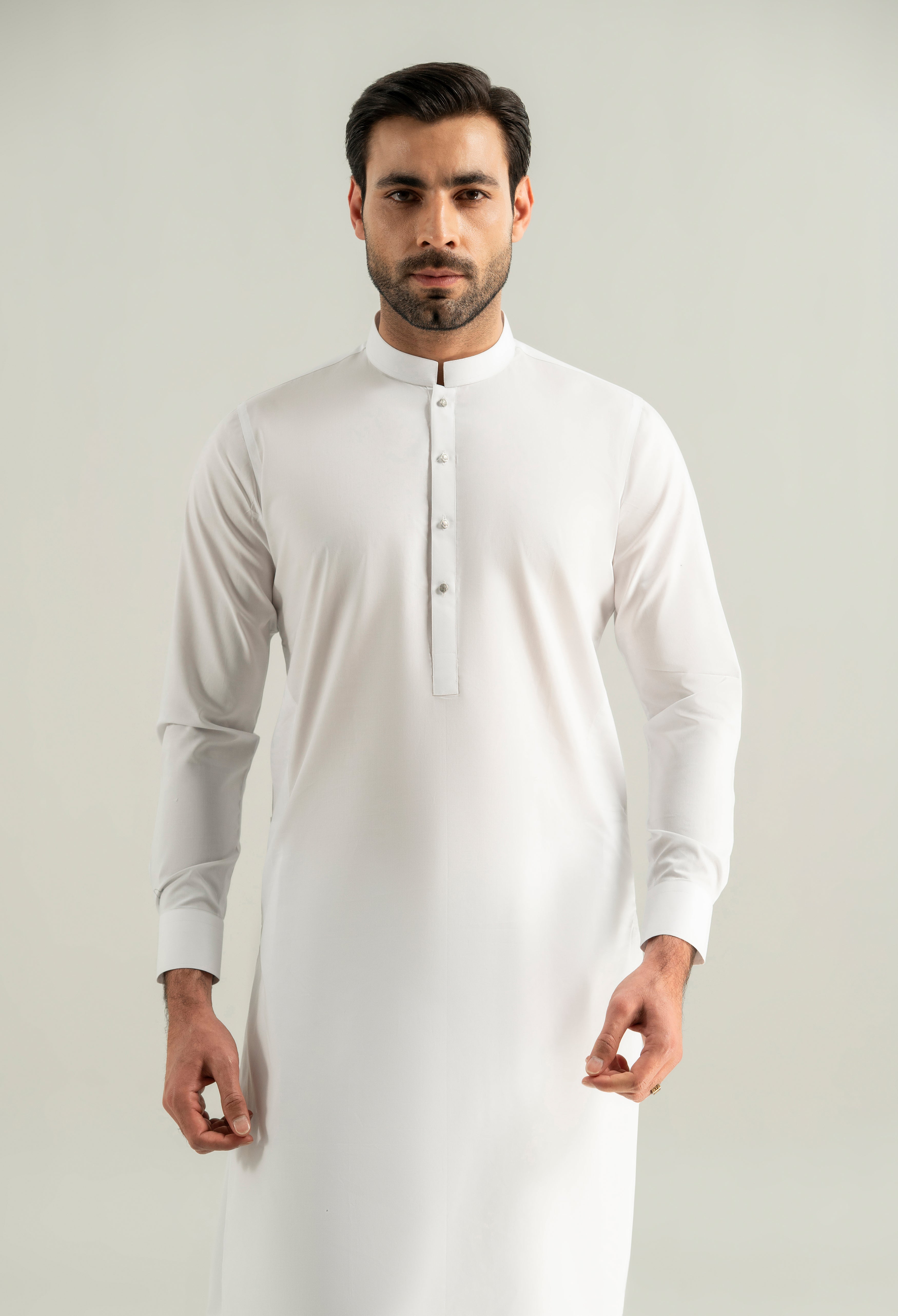 Chalk White Cotton Kameez Shalwar
