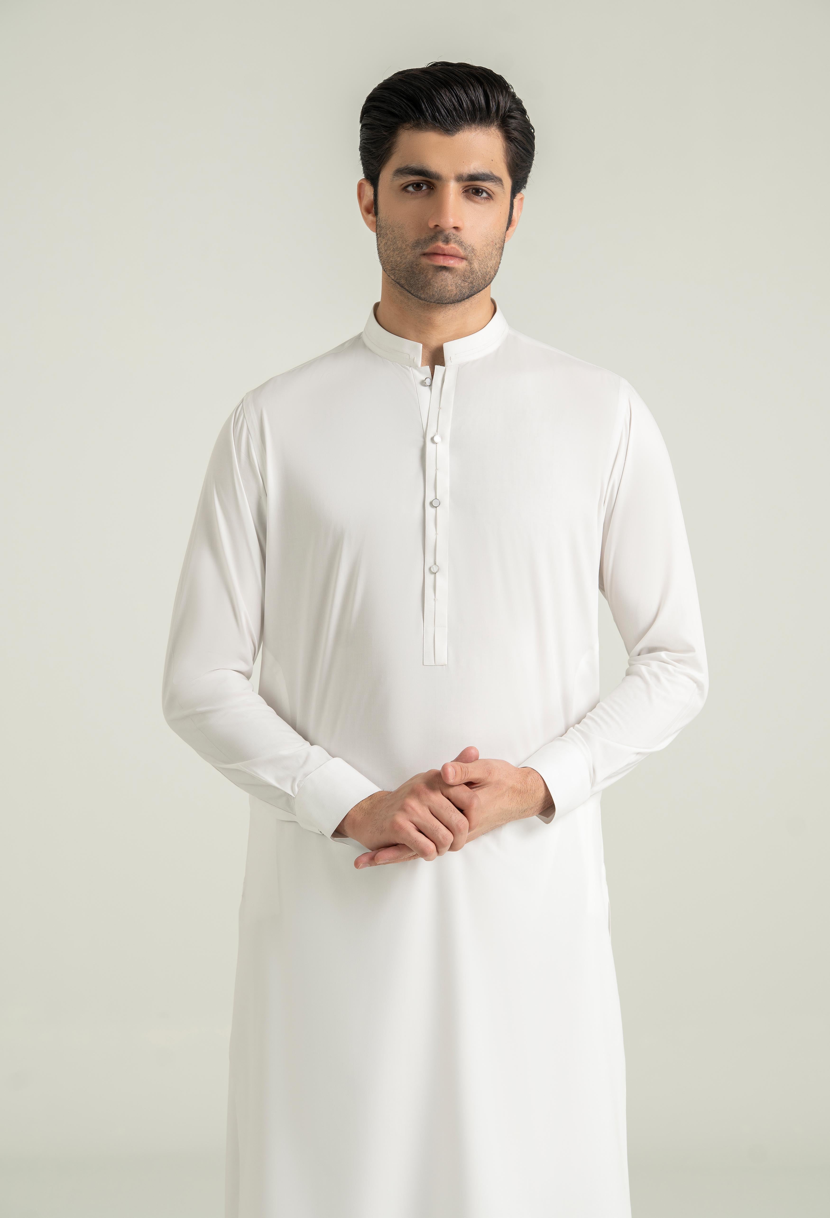 Egg White Blended Kameez Shalwar