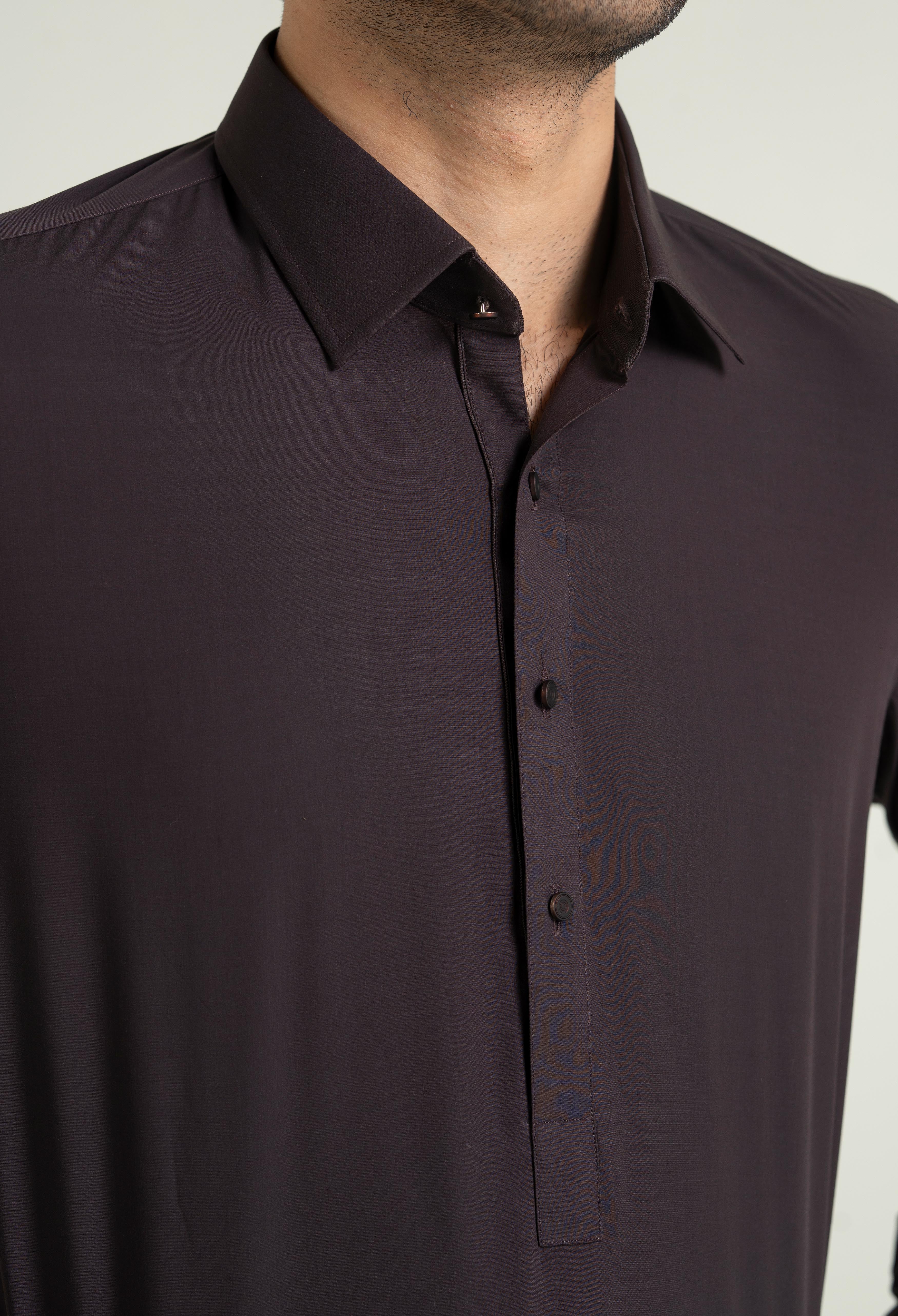 Dark Maroon Blended Kameez Shalwar