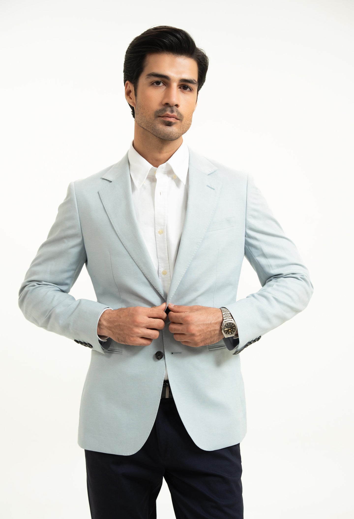 Light Blue Linen Twill Blazer