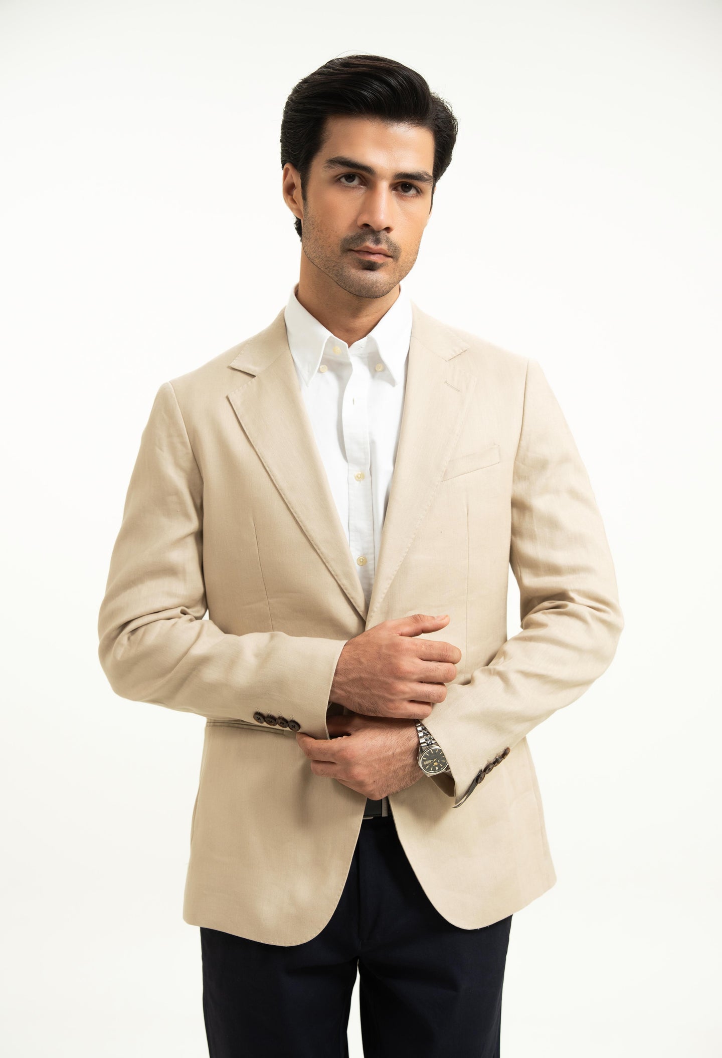 Light Beige Linen Twill Blazer
