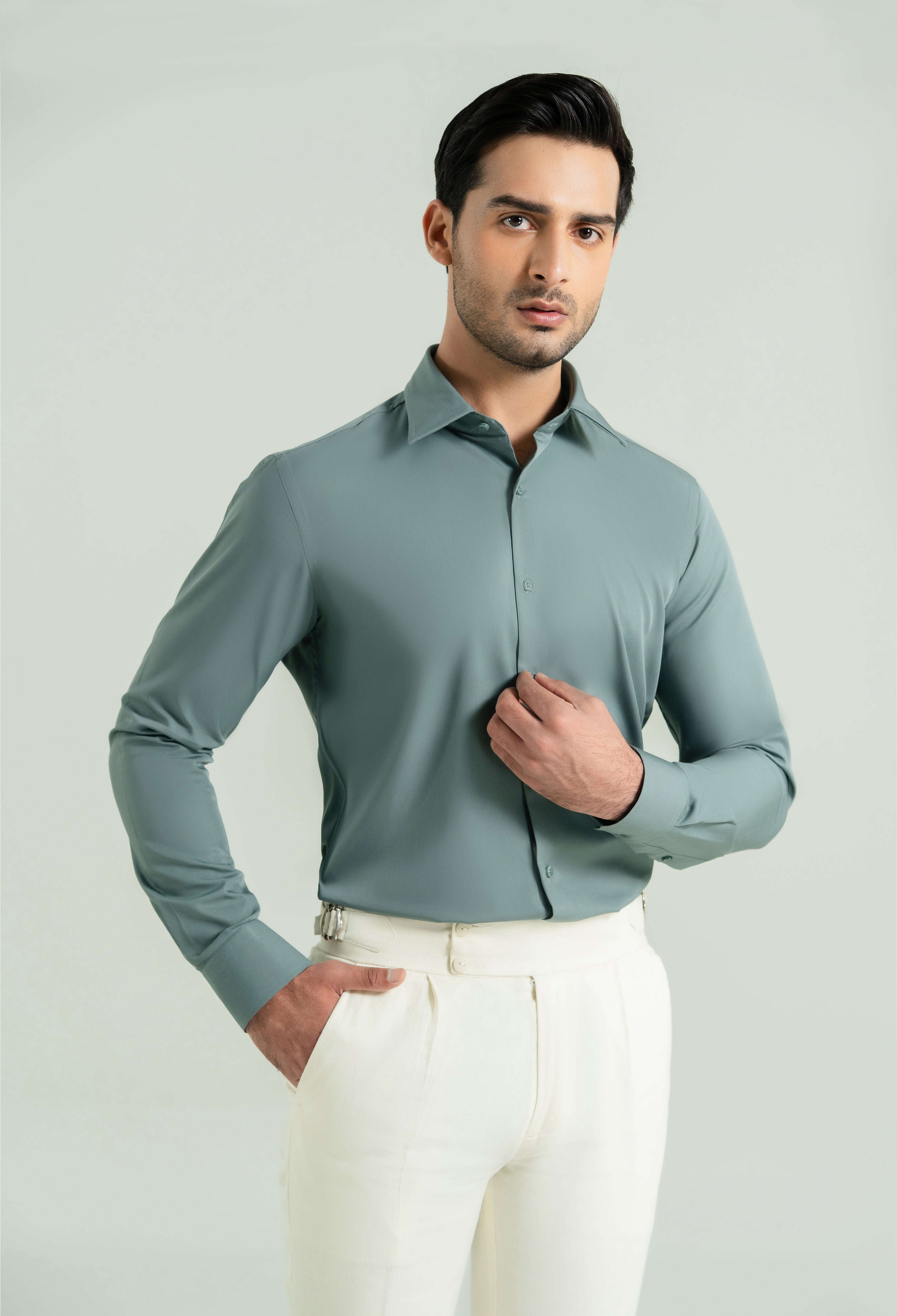 Sage Green Semi Formal Shirt