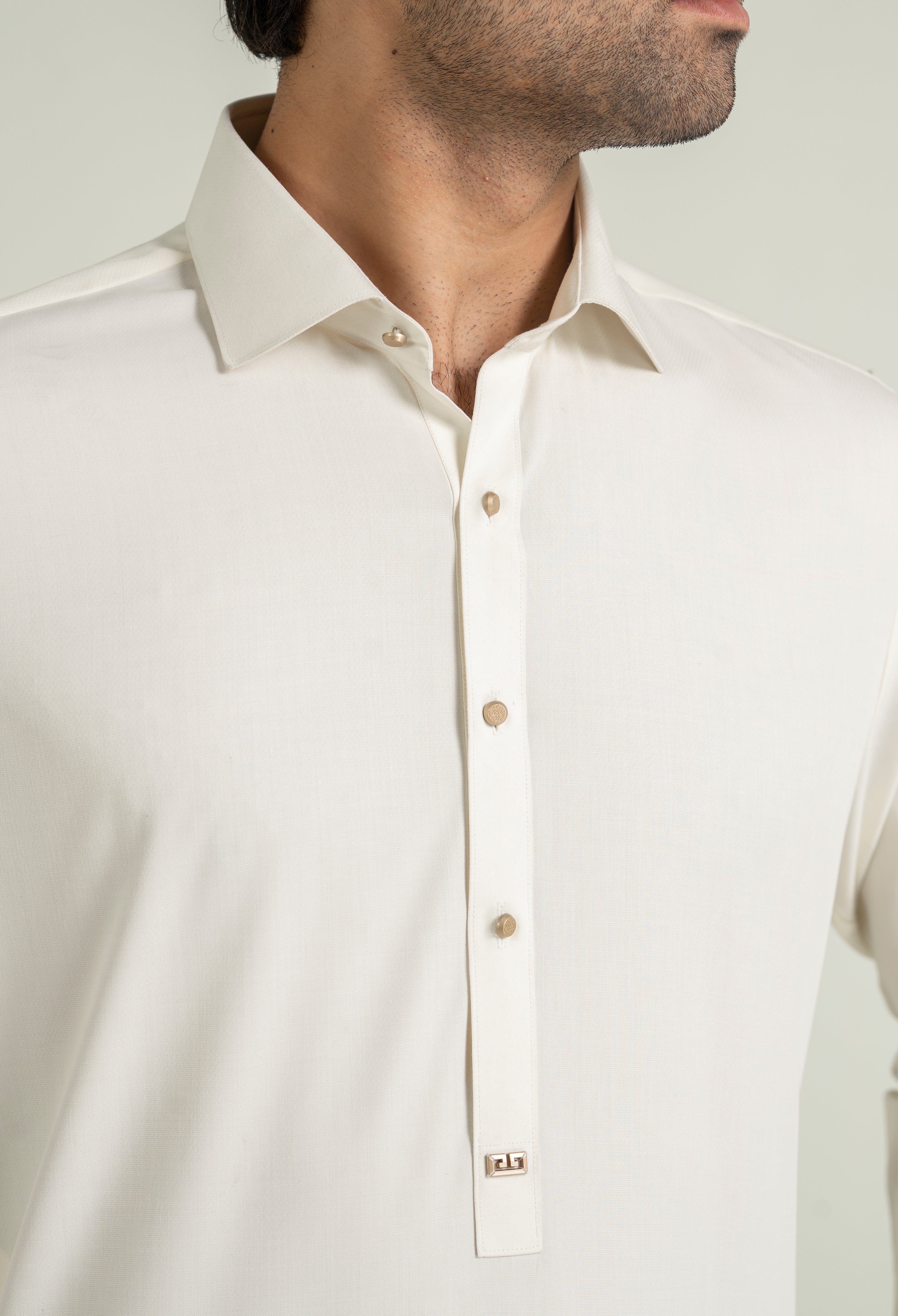 Creamy White Blended Kameez Shalwar