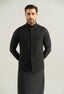 Satan Black Waffle Knit Waistcoat