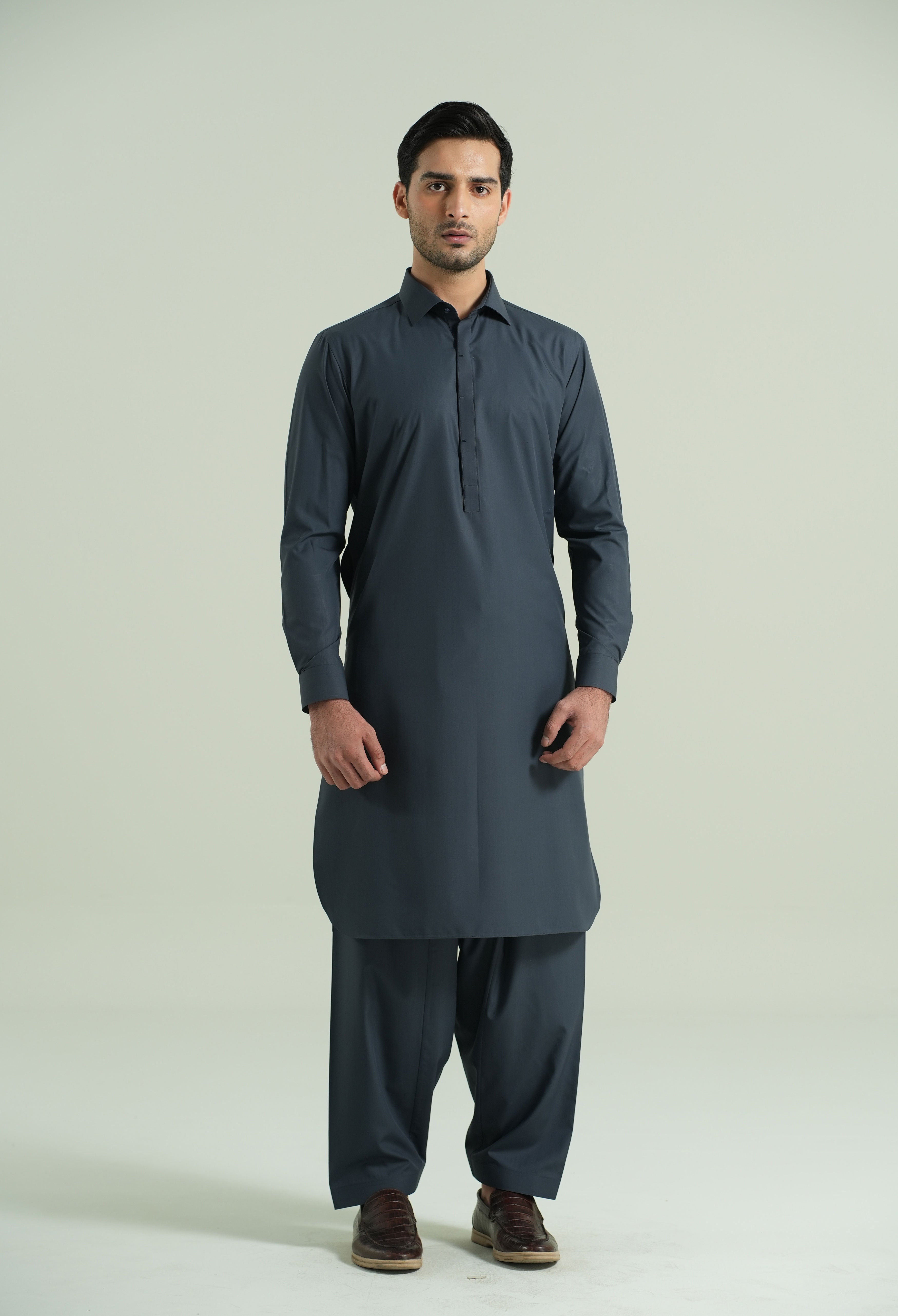 Pebble Grey Detailing Kameez Shalwar