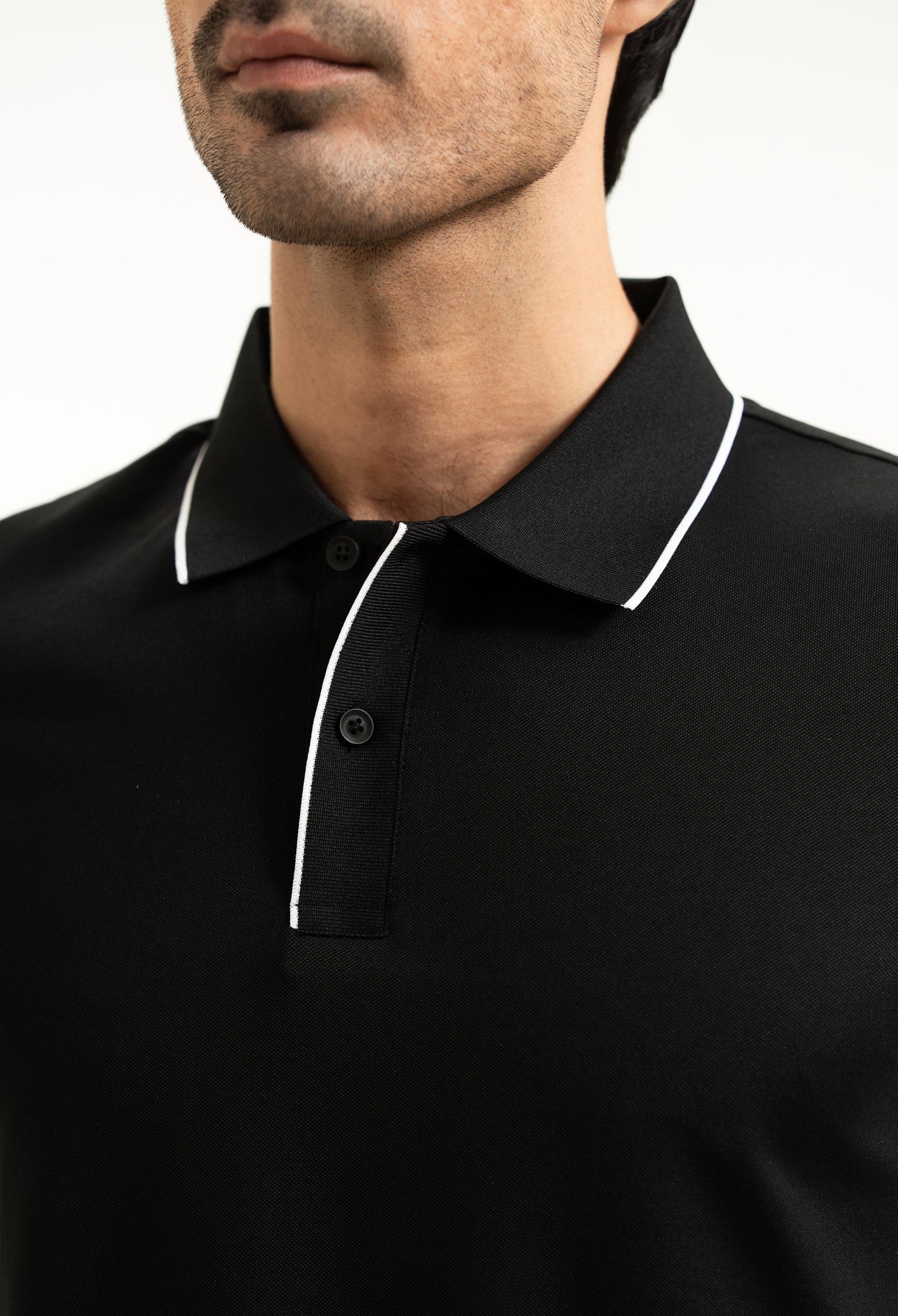 Jet Black Tipping Collar Polo