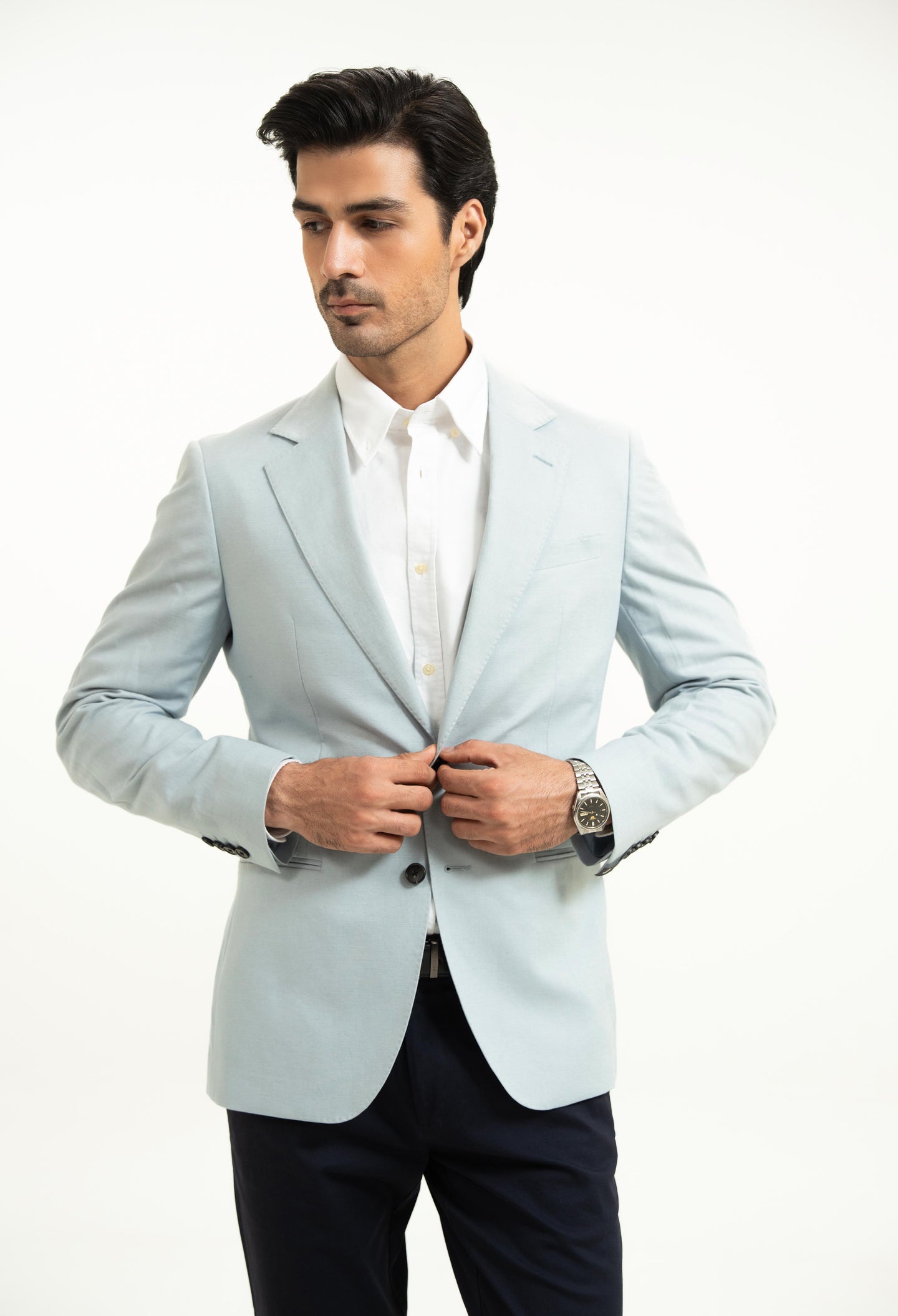 Light Blue Linen Twill Blazer