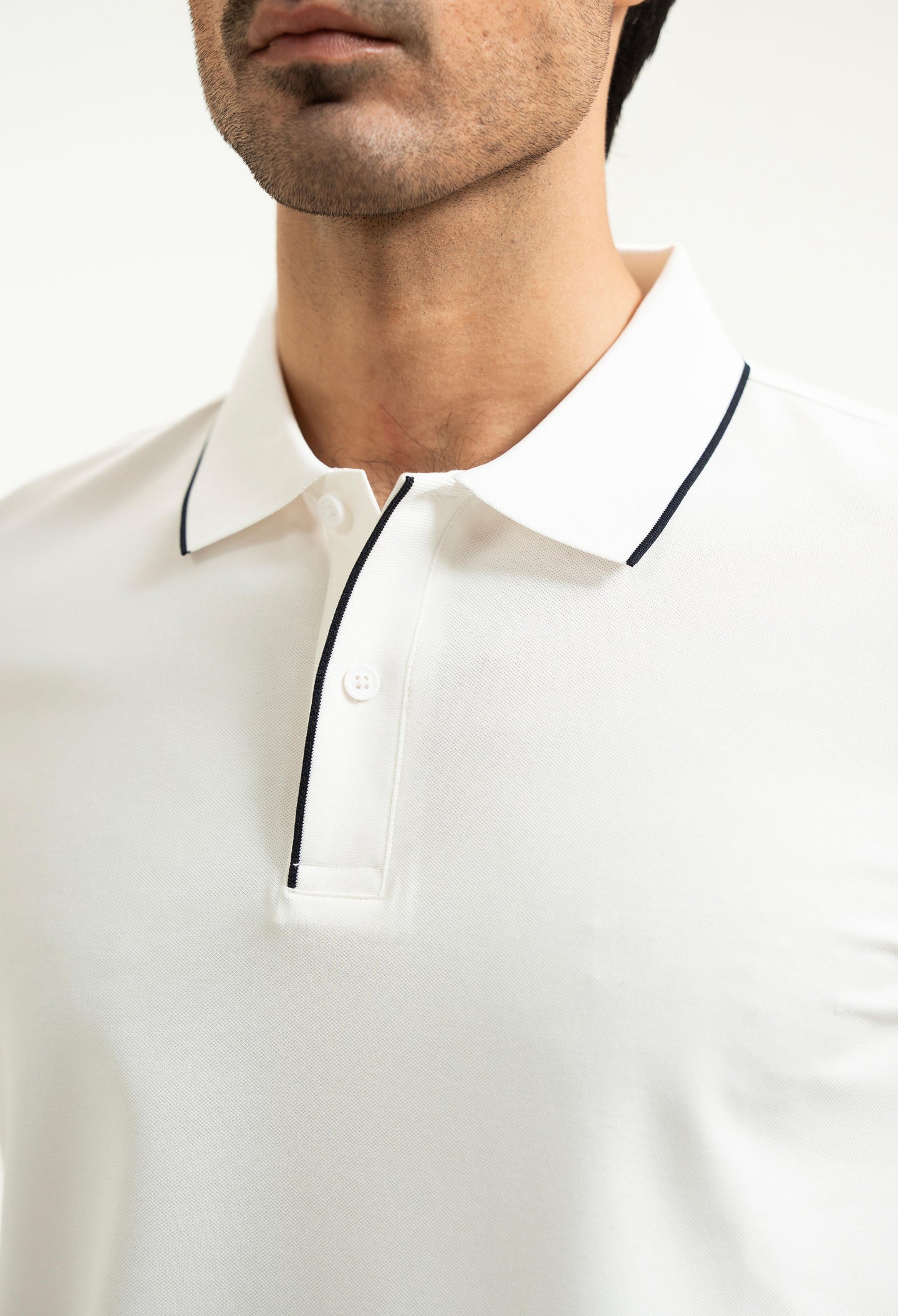 Egg White Tipping Collar Polo