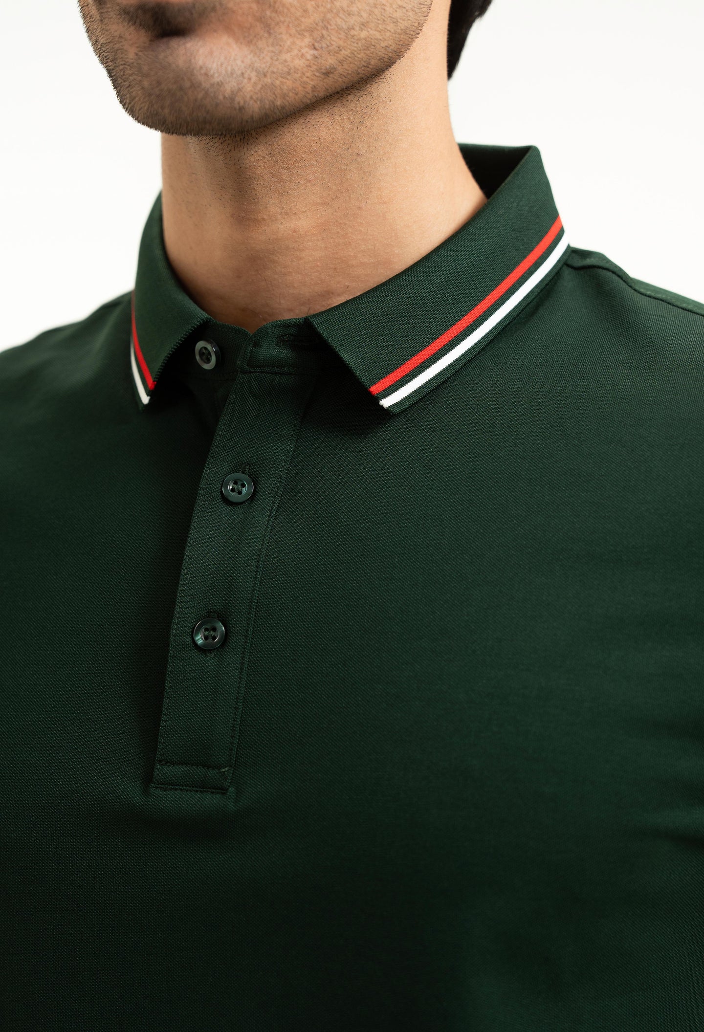 Dark Green Tipping Collar Polo