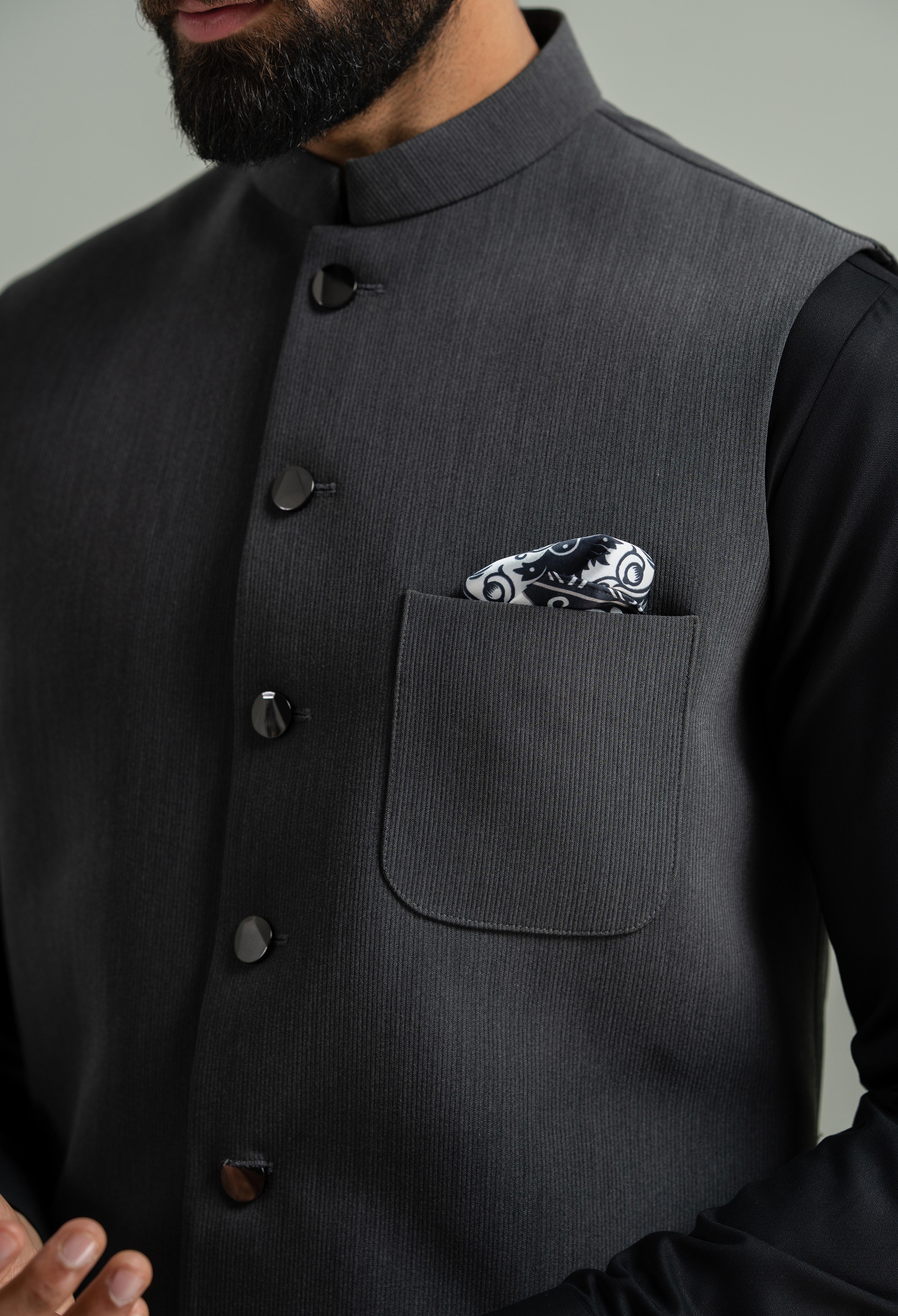 Carbon Black Corduroy Waistcoat