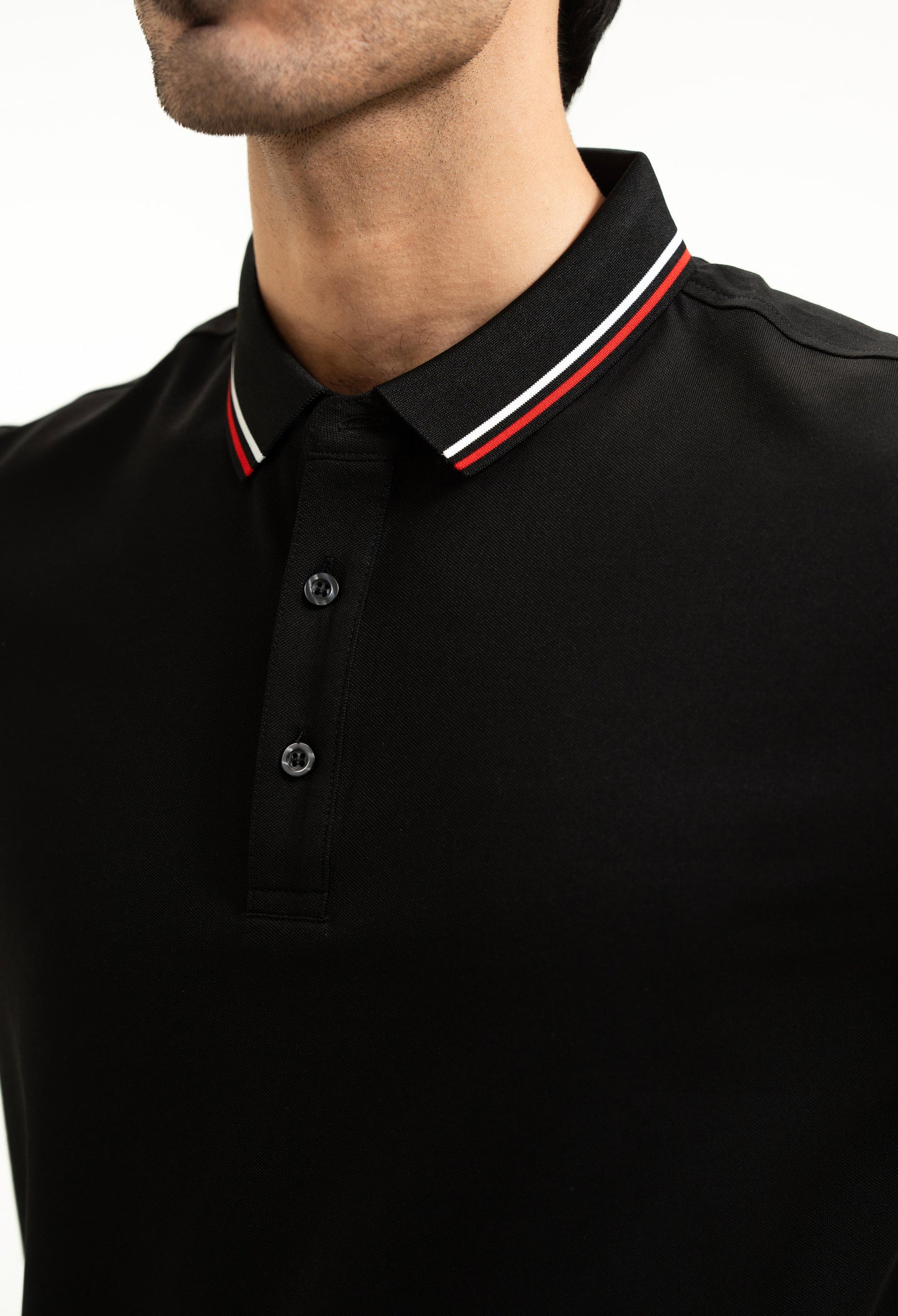 Jet Black Tipping Collar Polo