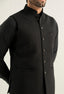Satan Black Waffle Knit Waistcoat