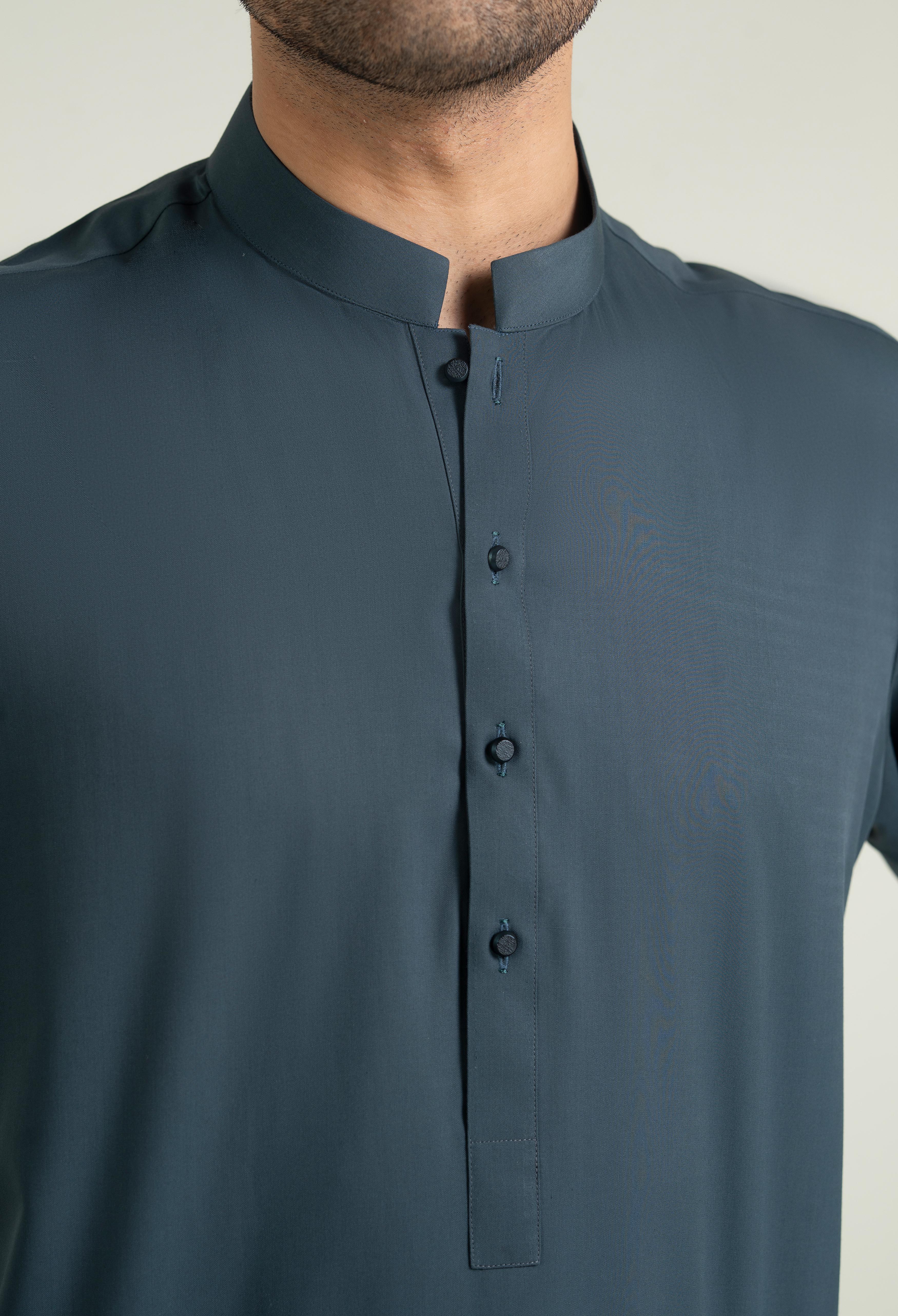 Dark Army Green Blended Kameez Shalwar