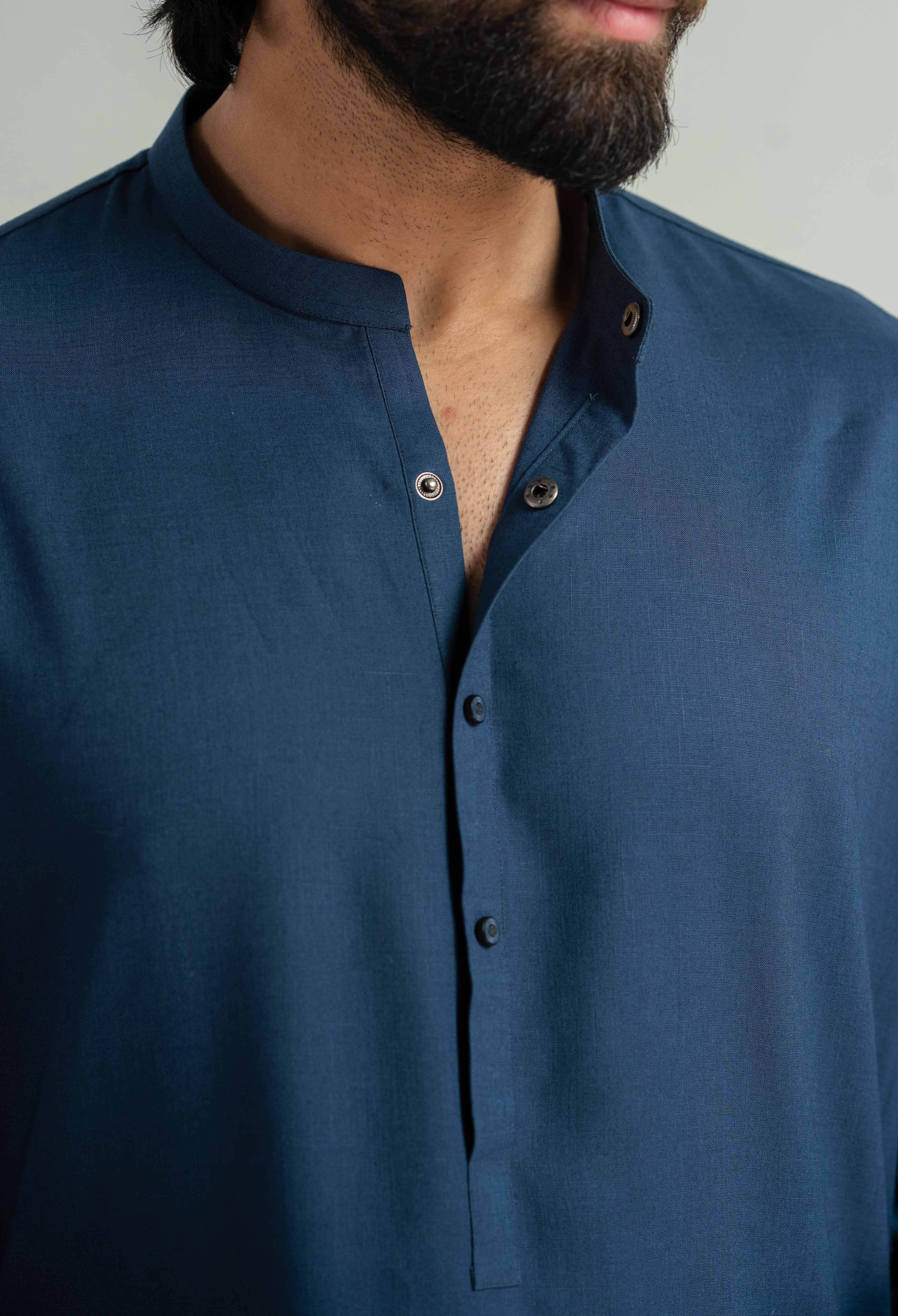 Navy Blue Tencel Linen Cord's Set