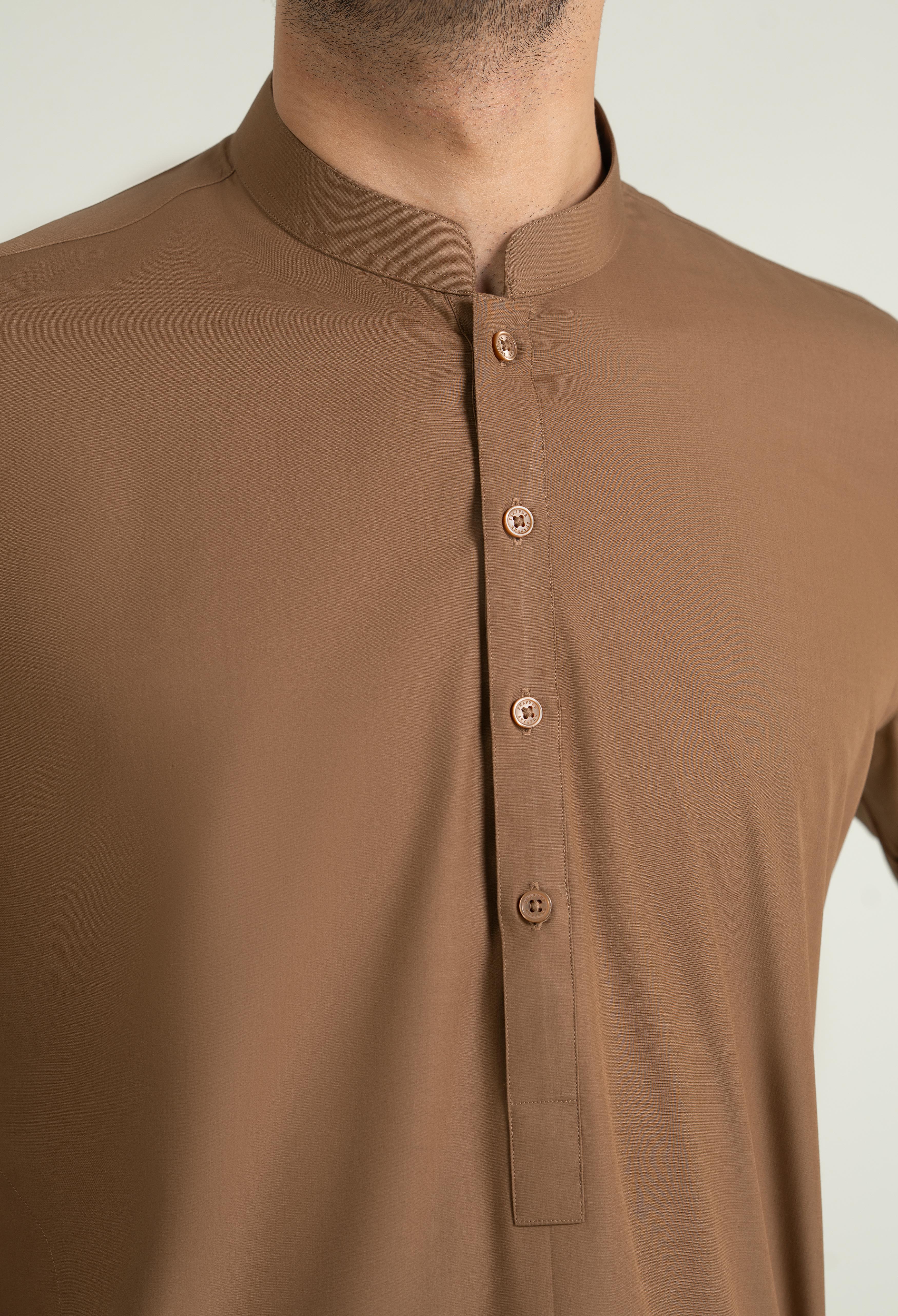 Camel Brown Blended Kameez Shalwar
