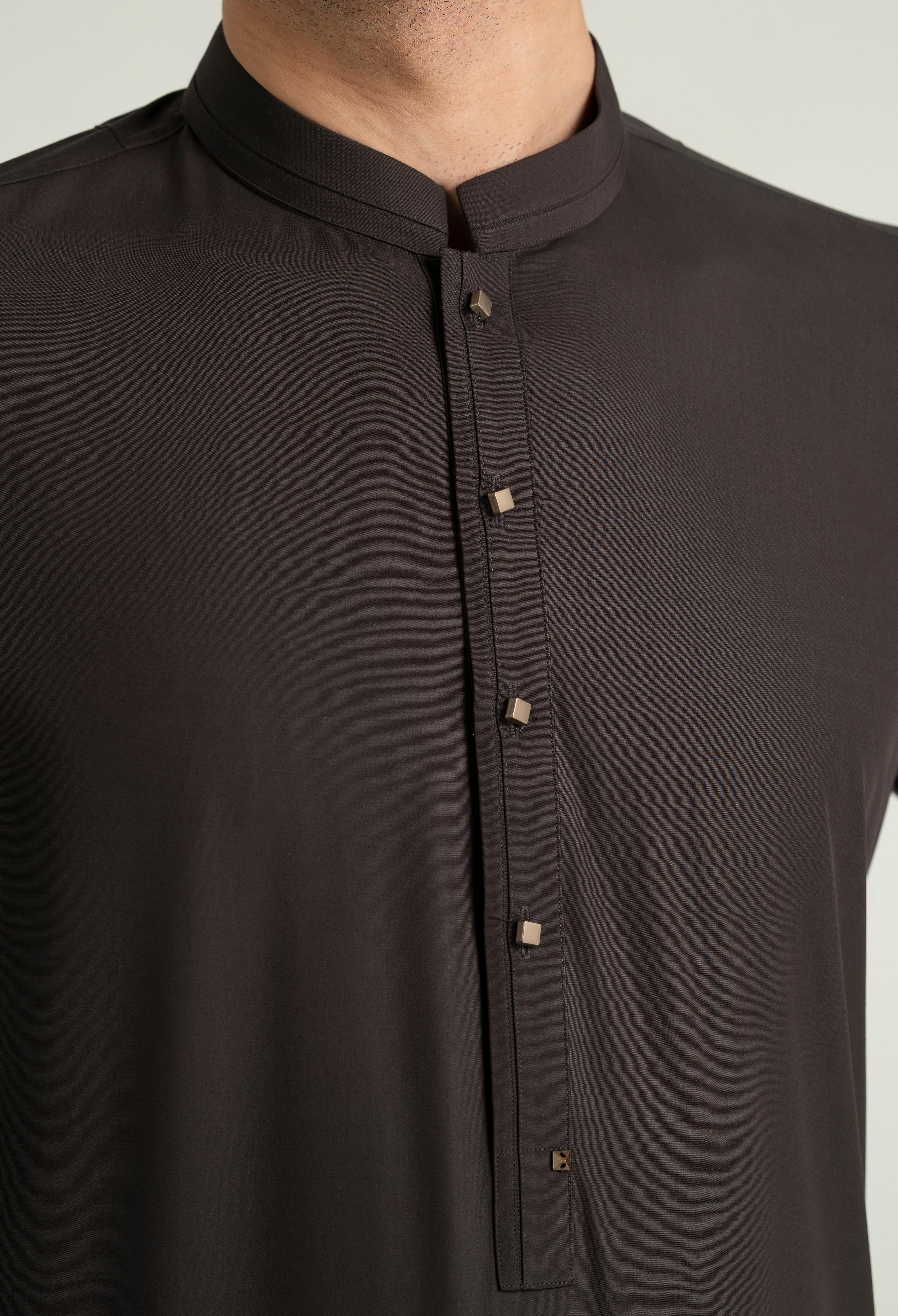 Dark Brown Blended Kameez Shalwar