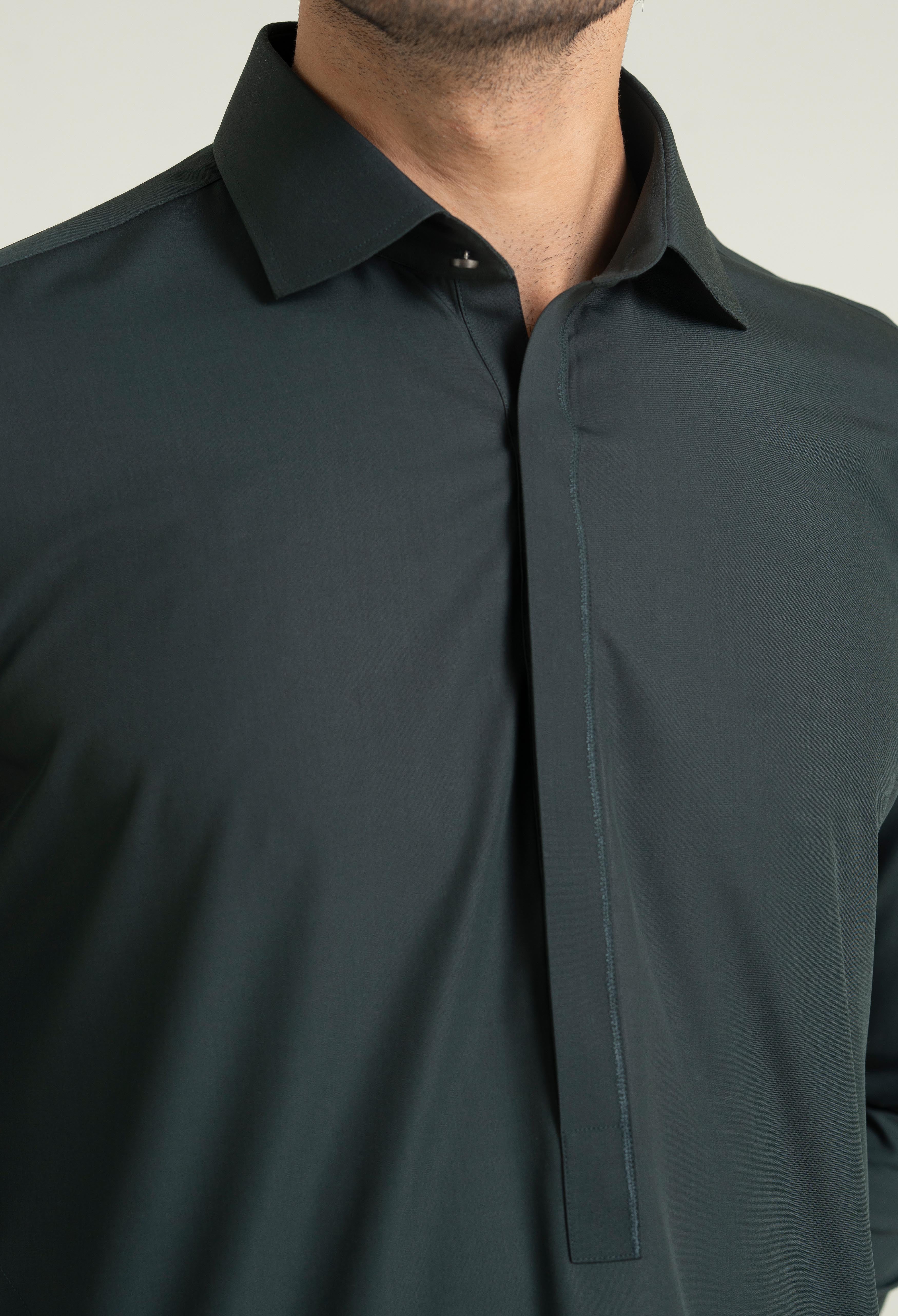 Moss Green Blended Kameez Shalwar