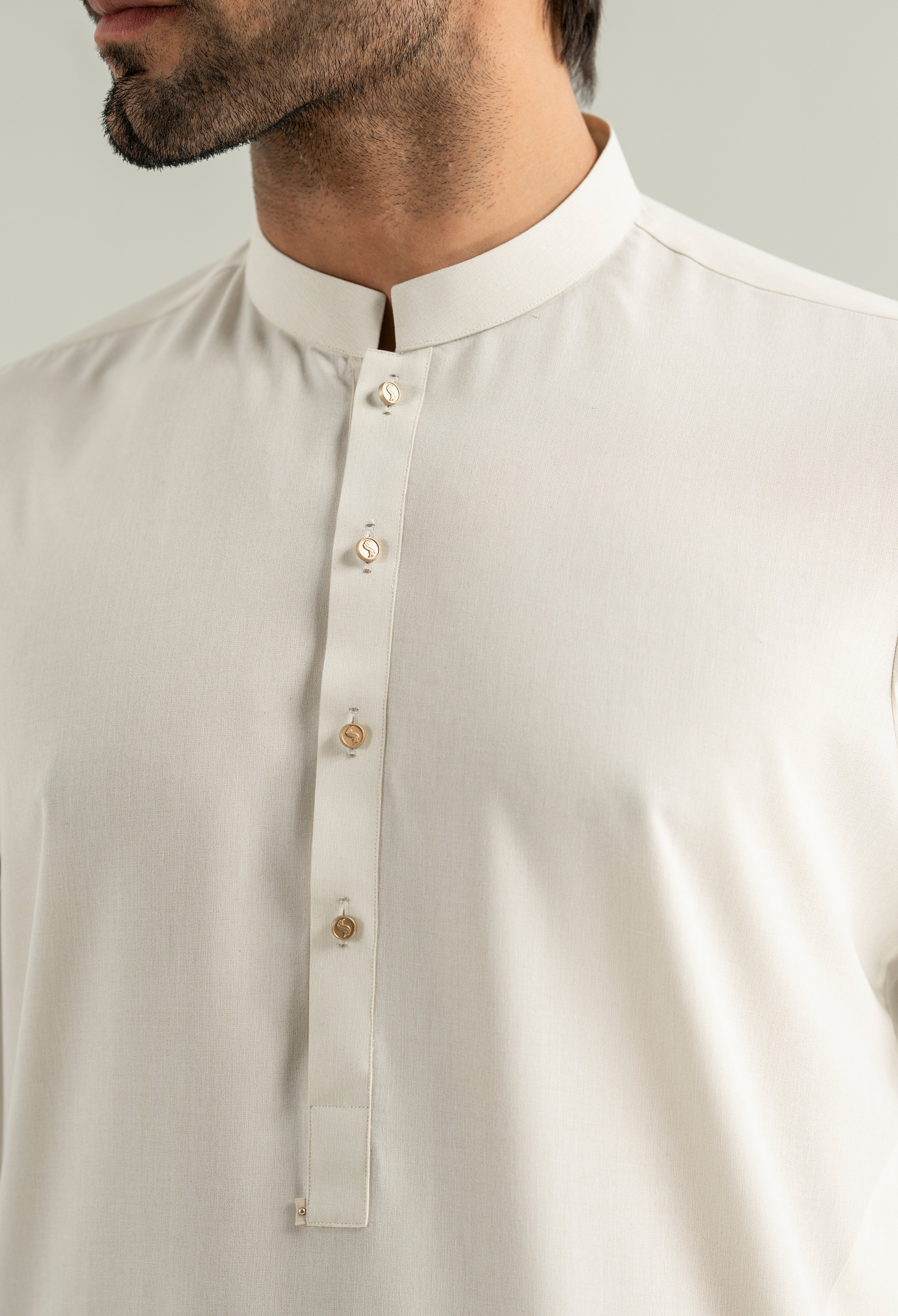 Off White Blended Kameez Shalwar