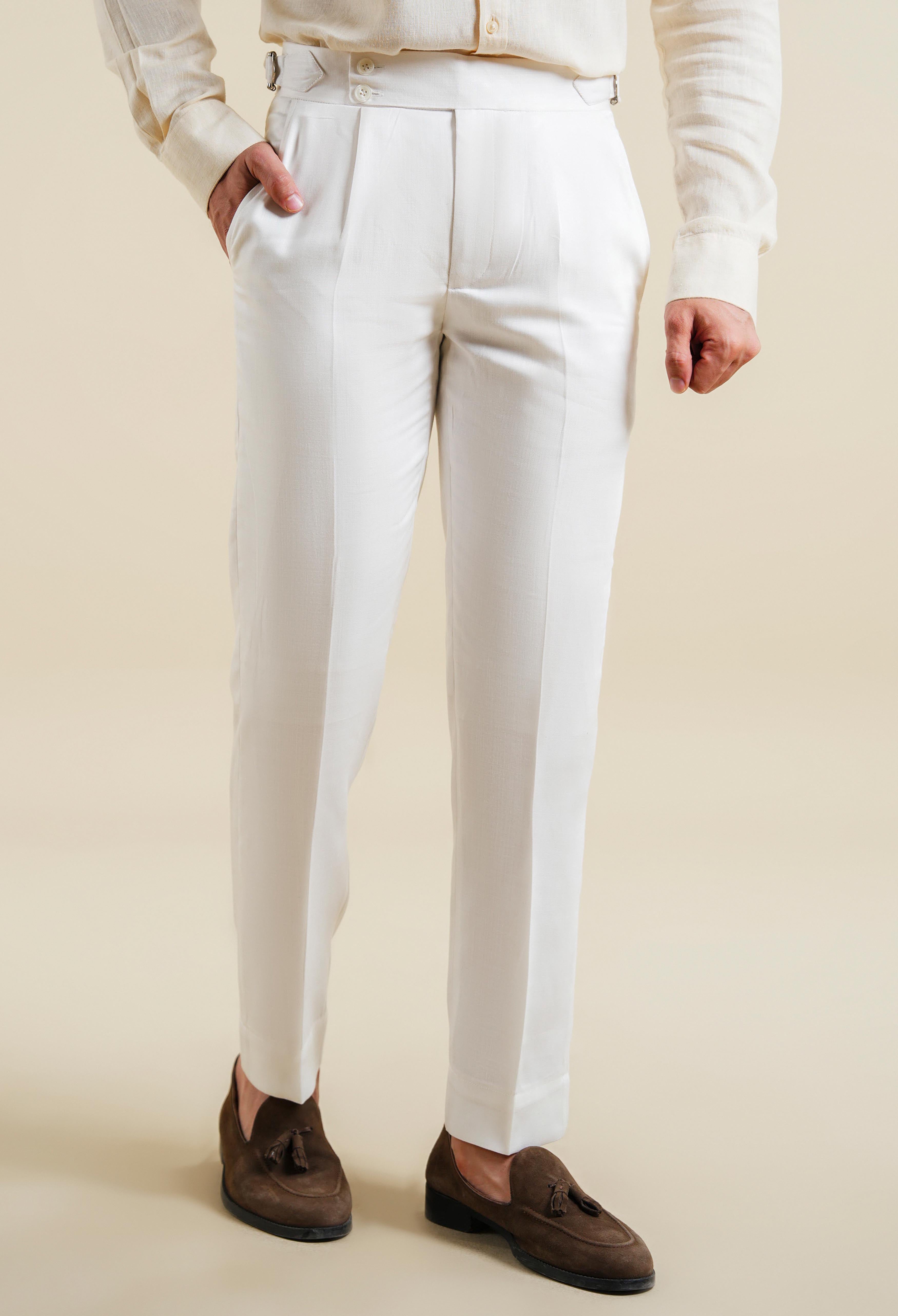 Daisy White Linen Gurkha Pant