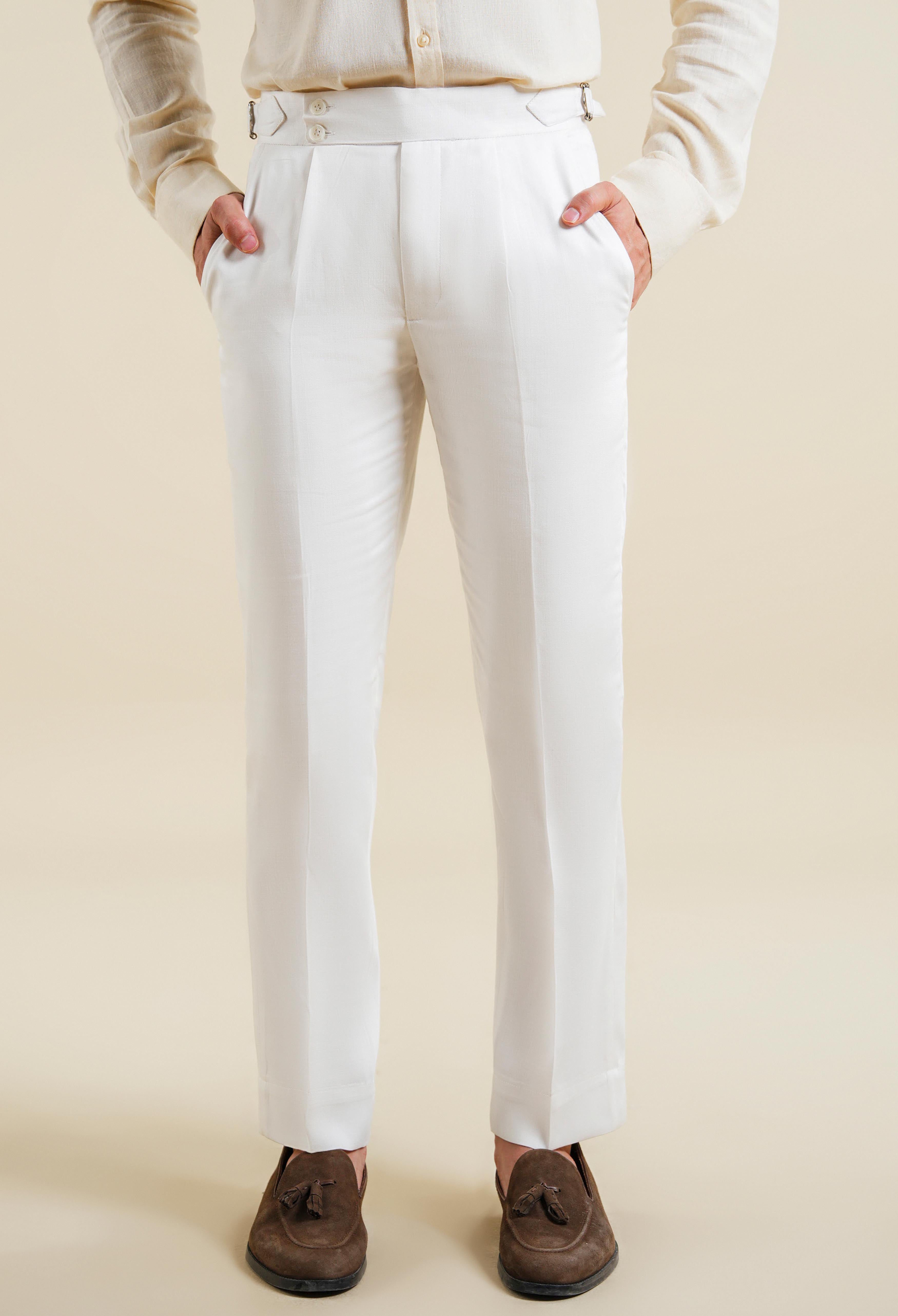 Daisy White Linen Gurkha Pant
