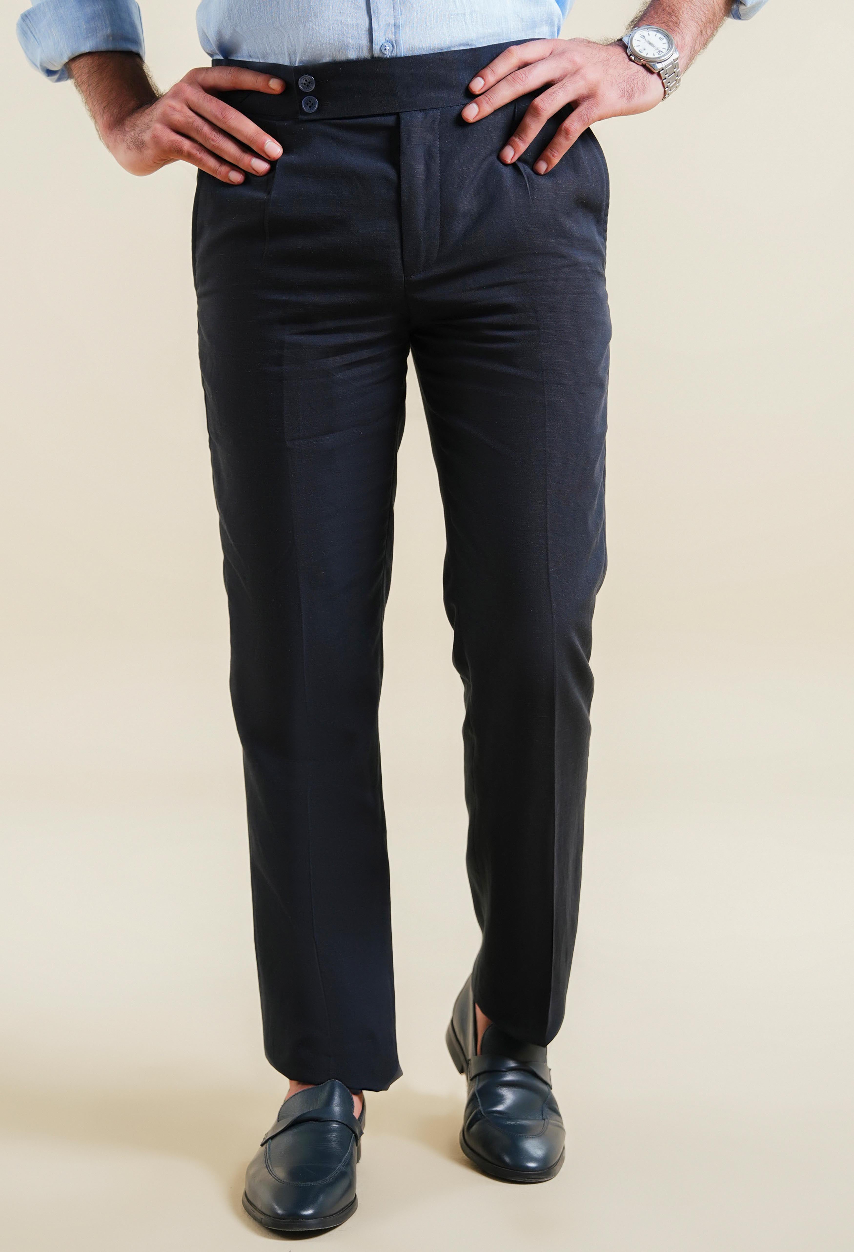 Deep Navy Linen Gurkha Pant