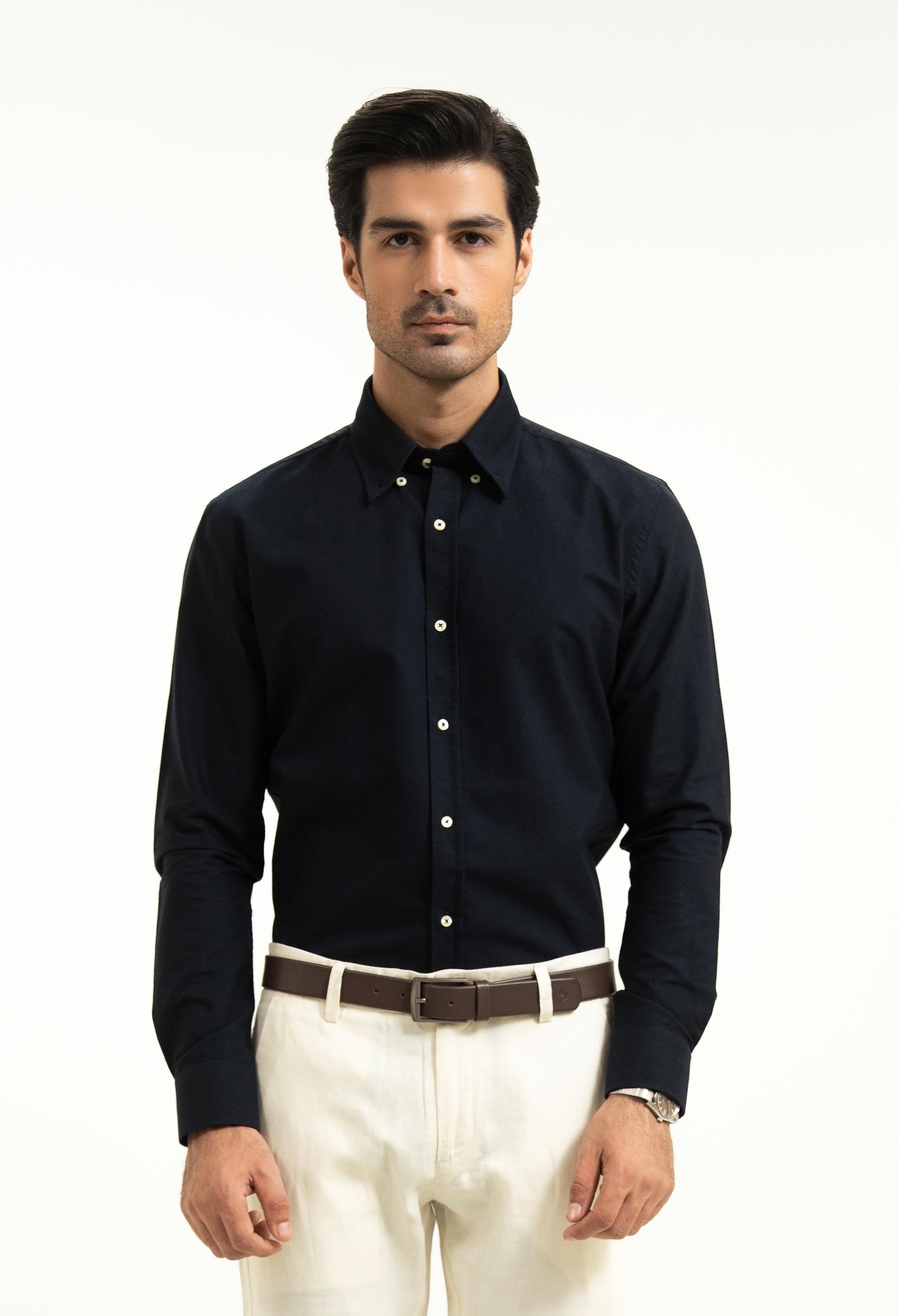 dress shirts for men pakistan Black with Blue Pinstripes Formal Shirt The house of Arsalan Iqbal