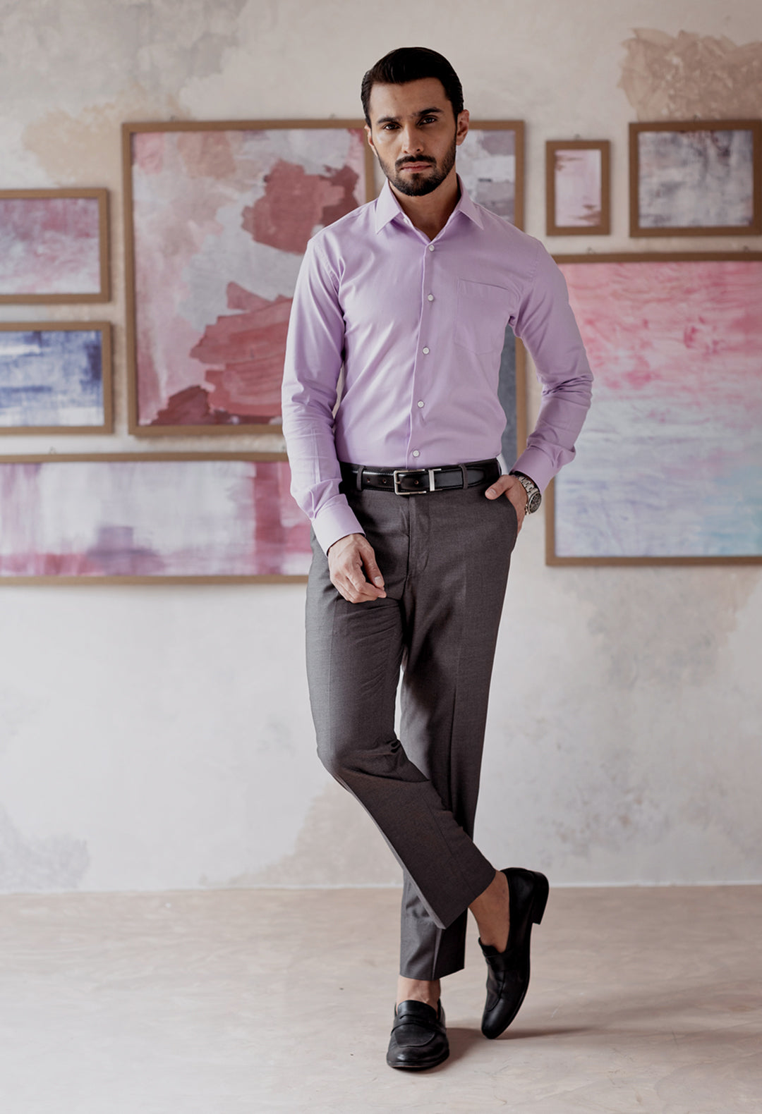 Lavender Purple Plain Formal Shirt (FSH-000129)