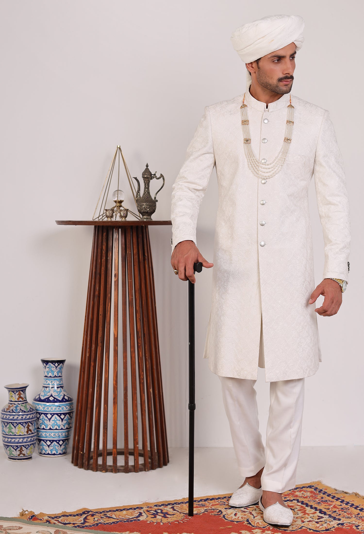 Pearl White Sherwani (Sher-000777)