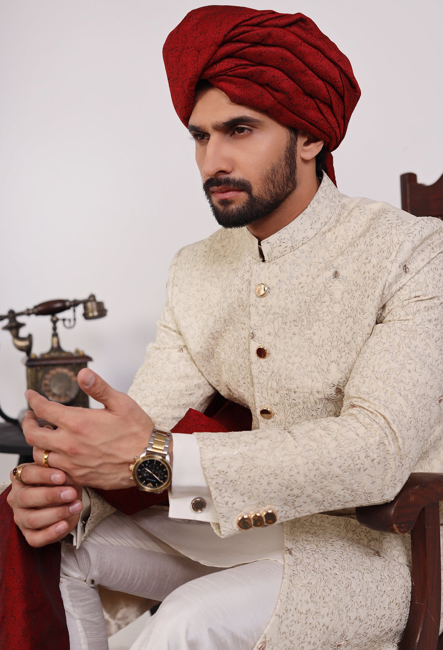 Butter Cream Sherwani (Sher-000333)