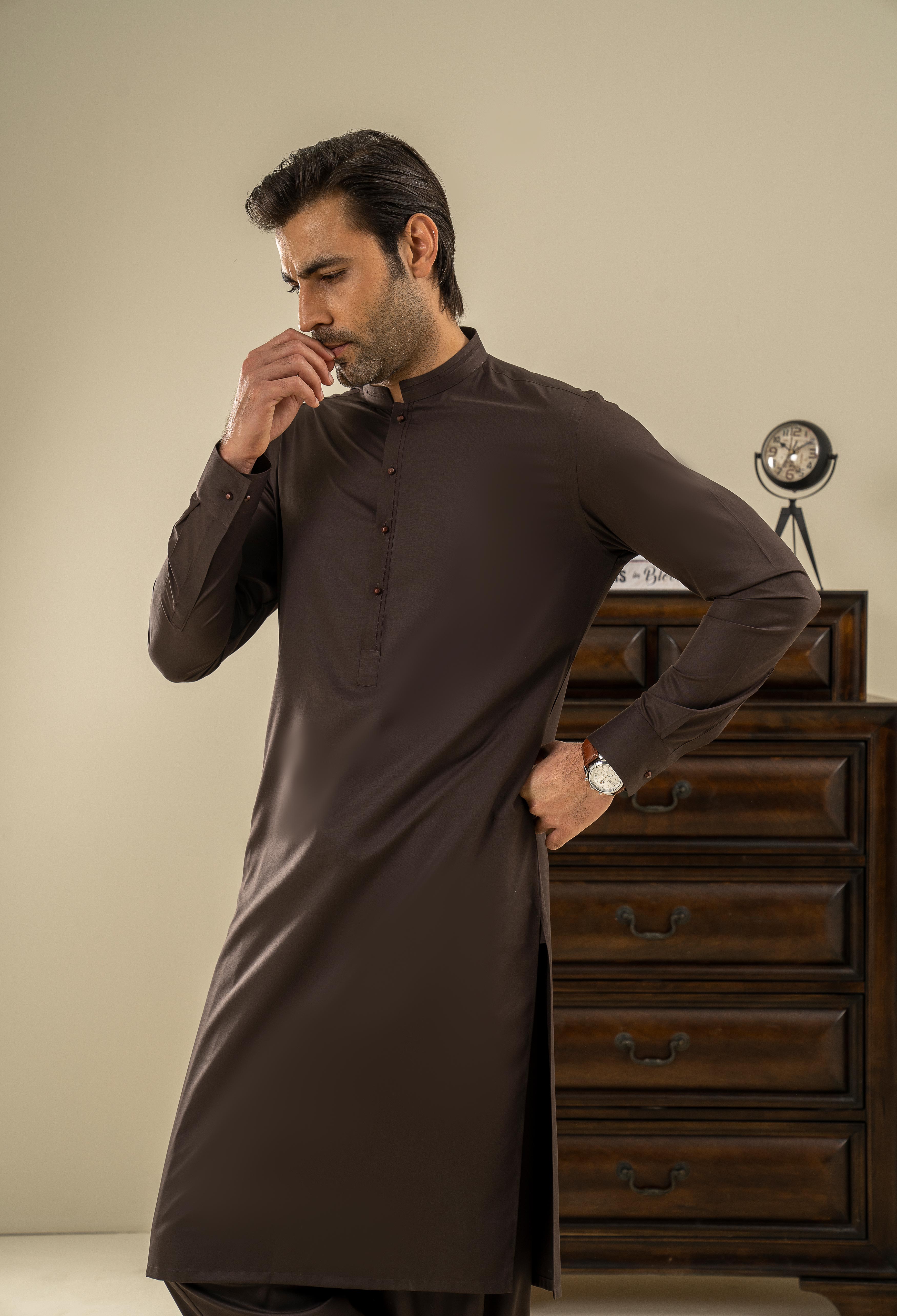 Walnut Brown Detailing Kameez Shalwar