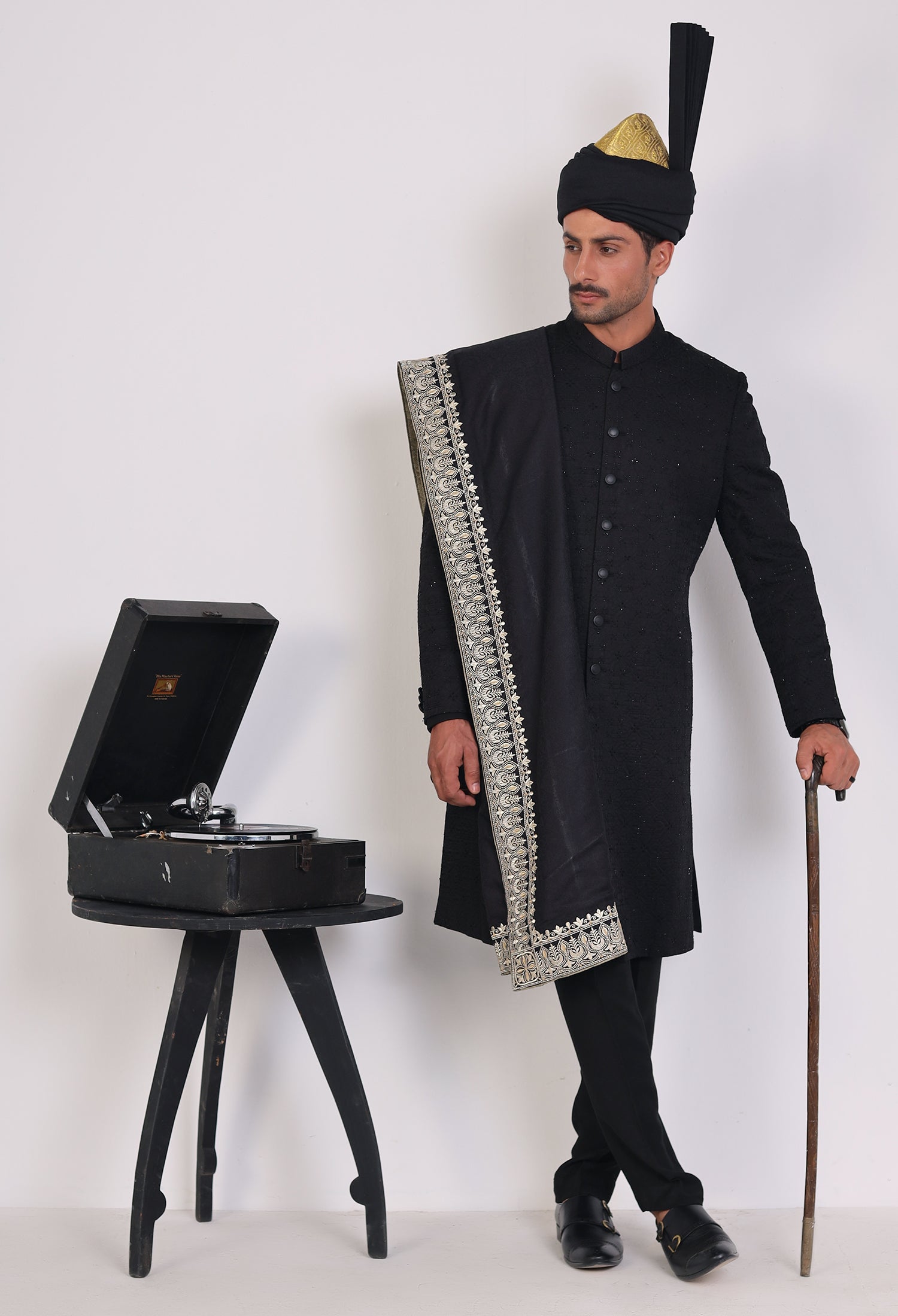 Raisin Black Sherwani (Sher-000444)