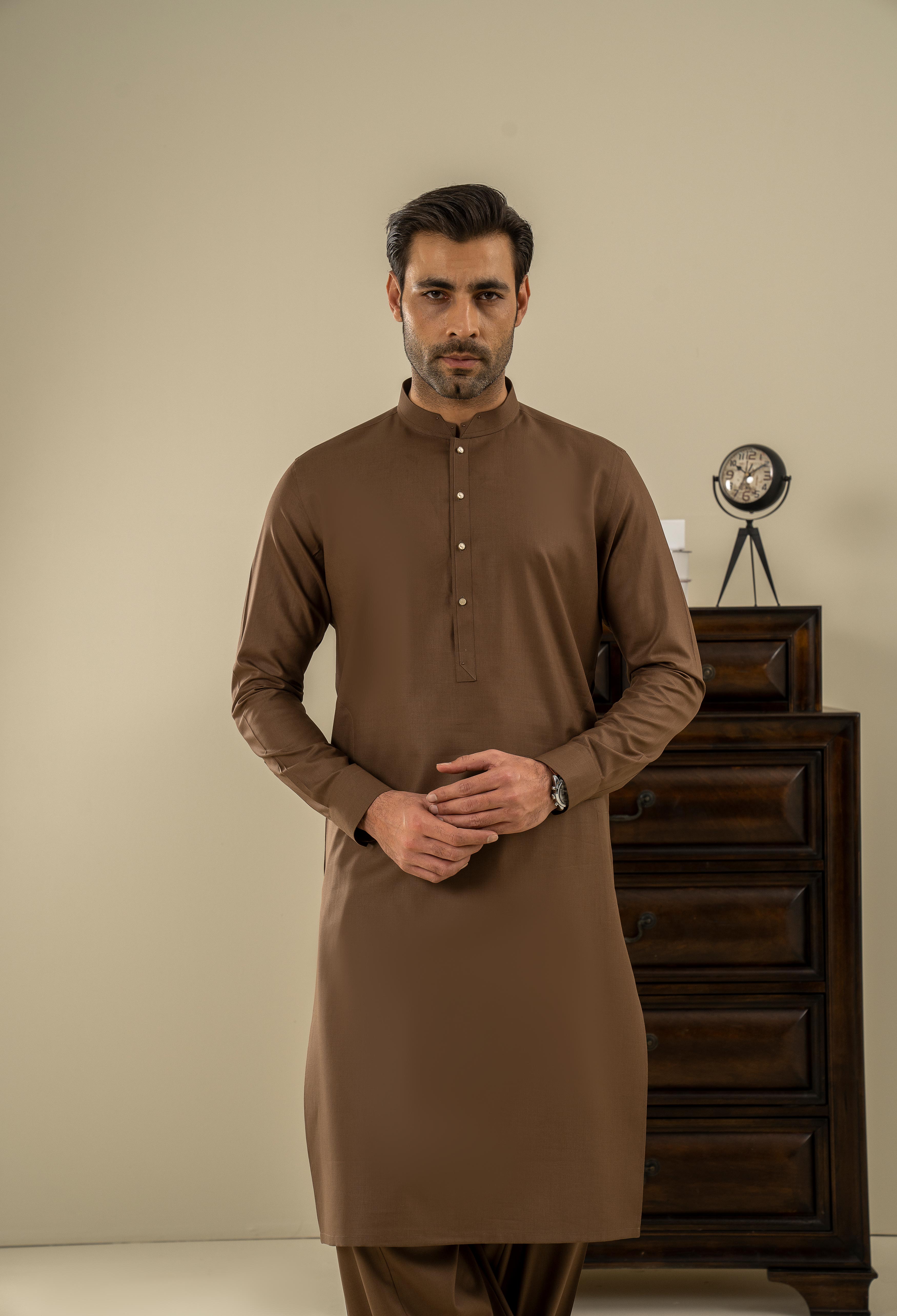 Rust Brown Detailing Kameez Shalwar