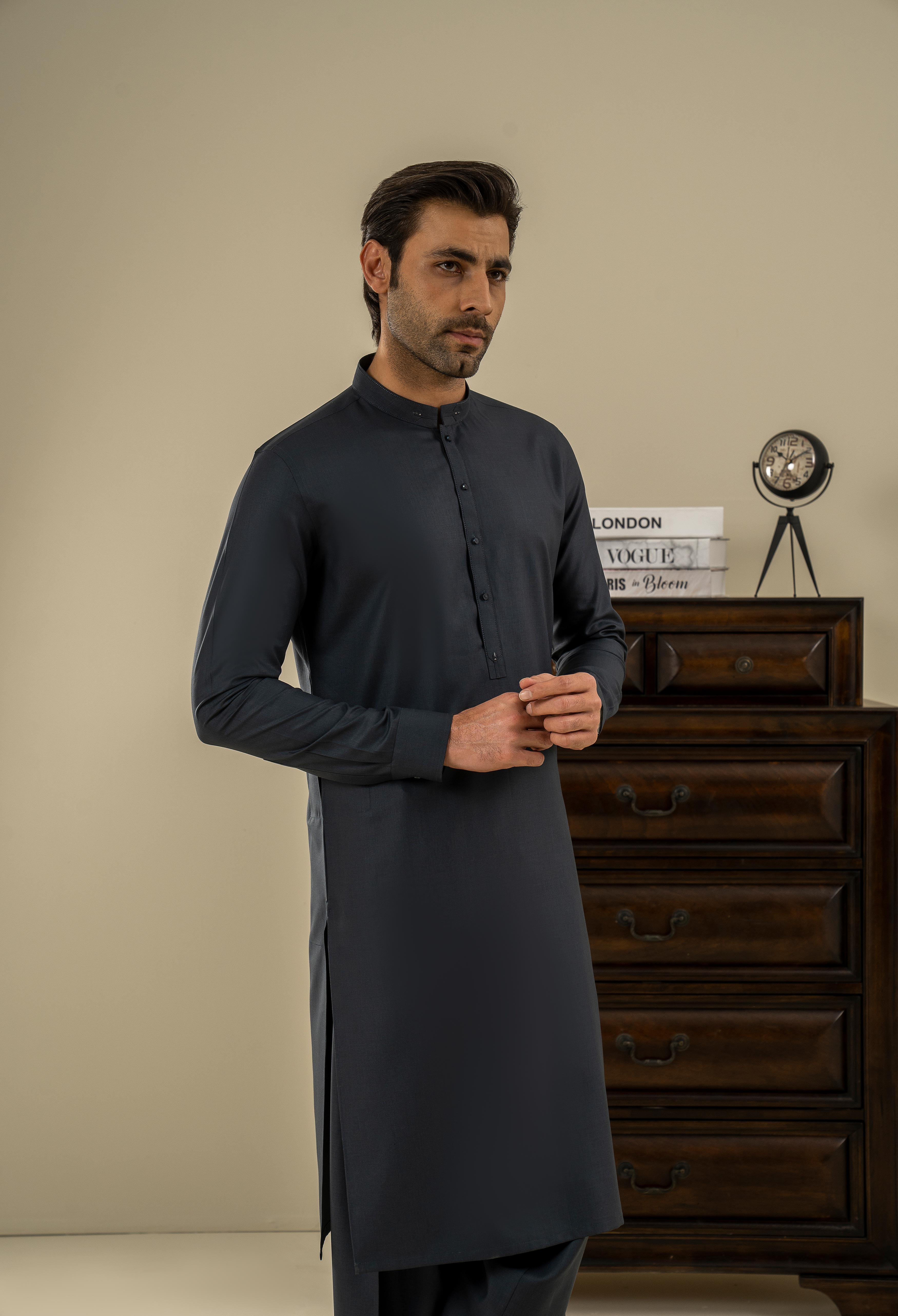 Peacock Blue Detailing Kameez Shalwar