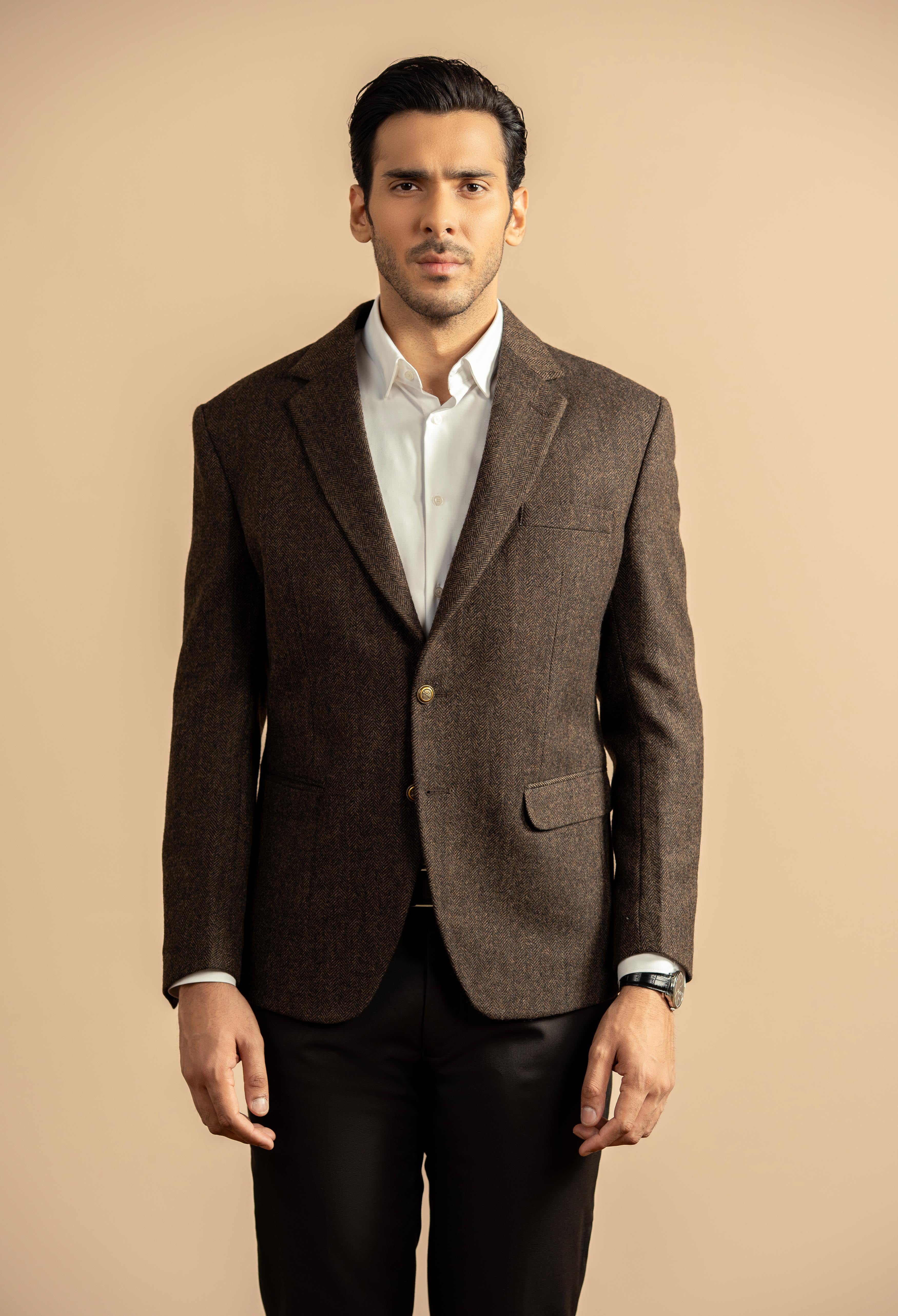 Pastel Brown Tweed Blazer