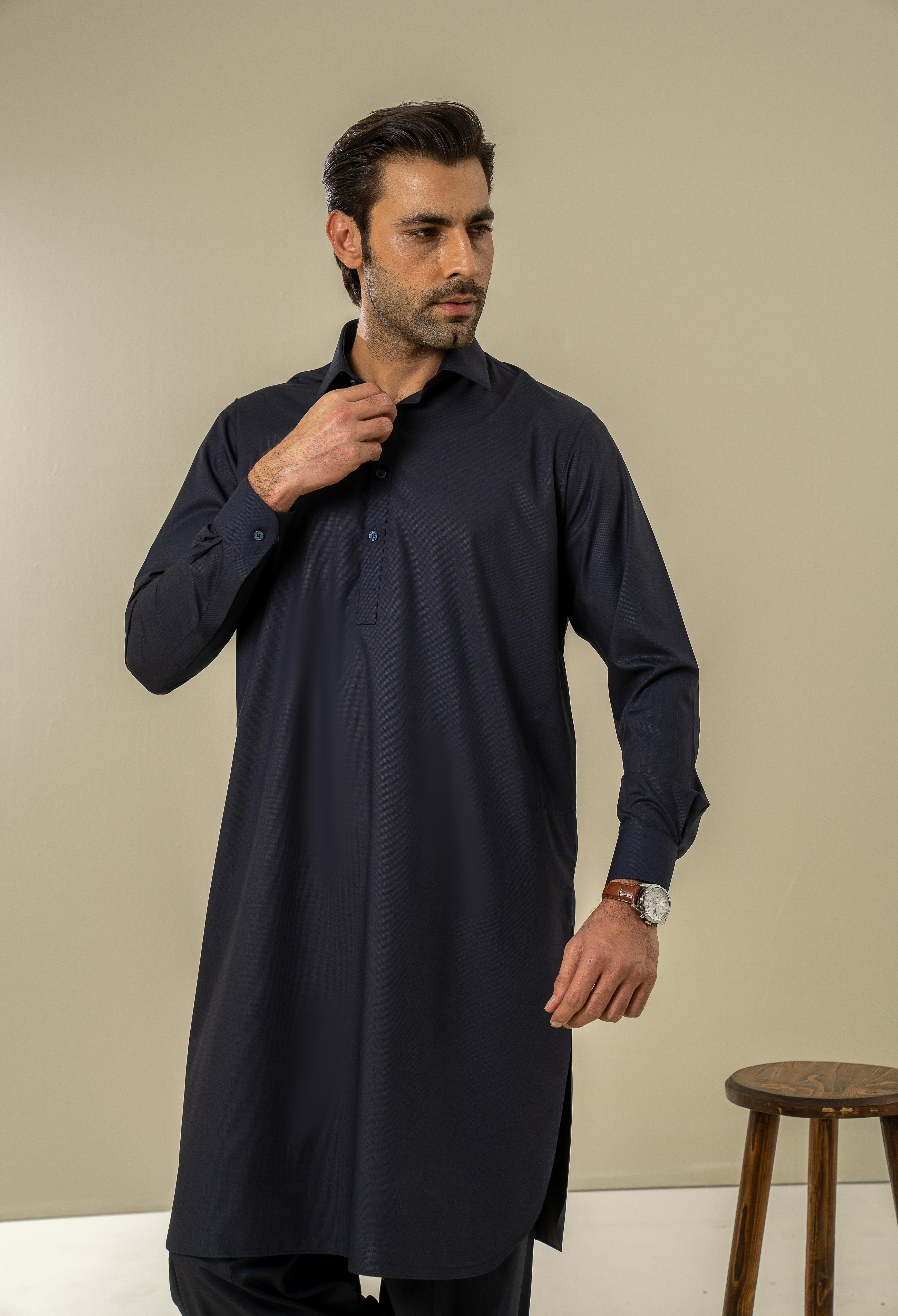 Deep Navy Plain Kameez Shalwar