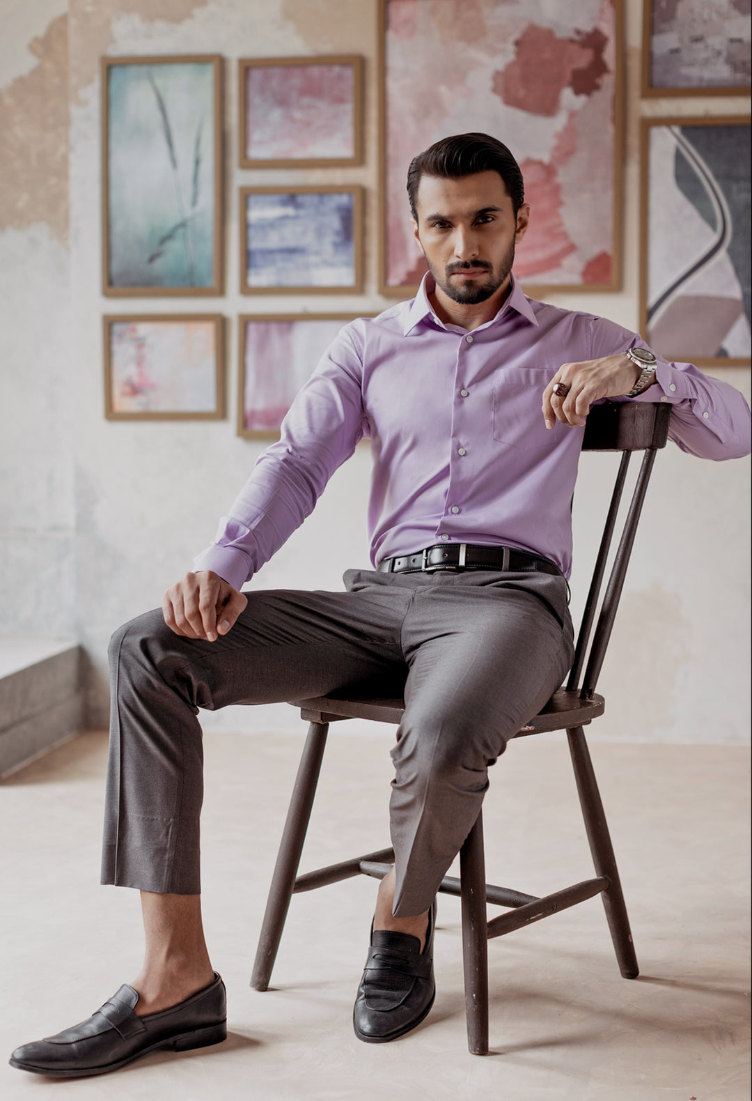 Lavender Purple Plain Formal Shirt (FSH-000129)