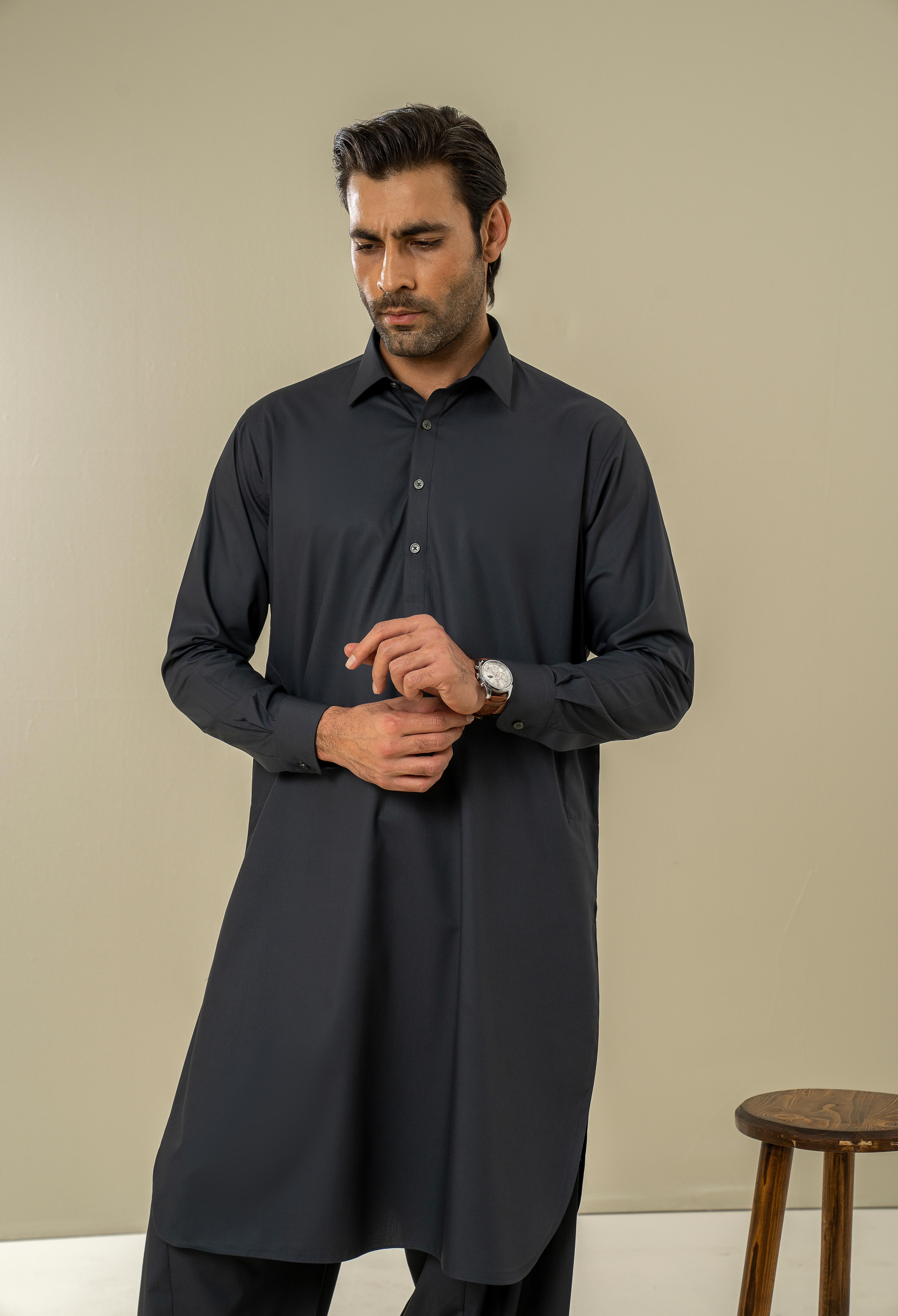 Iron Grey Plain Kameez Shalwar