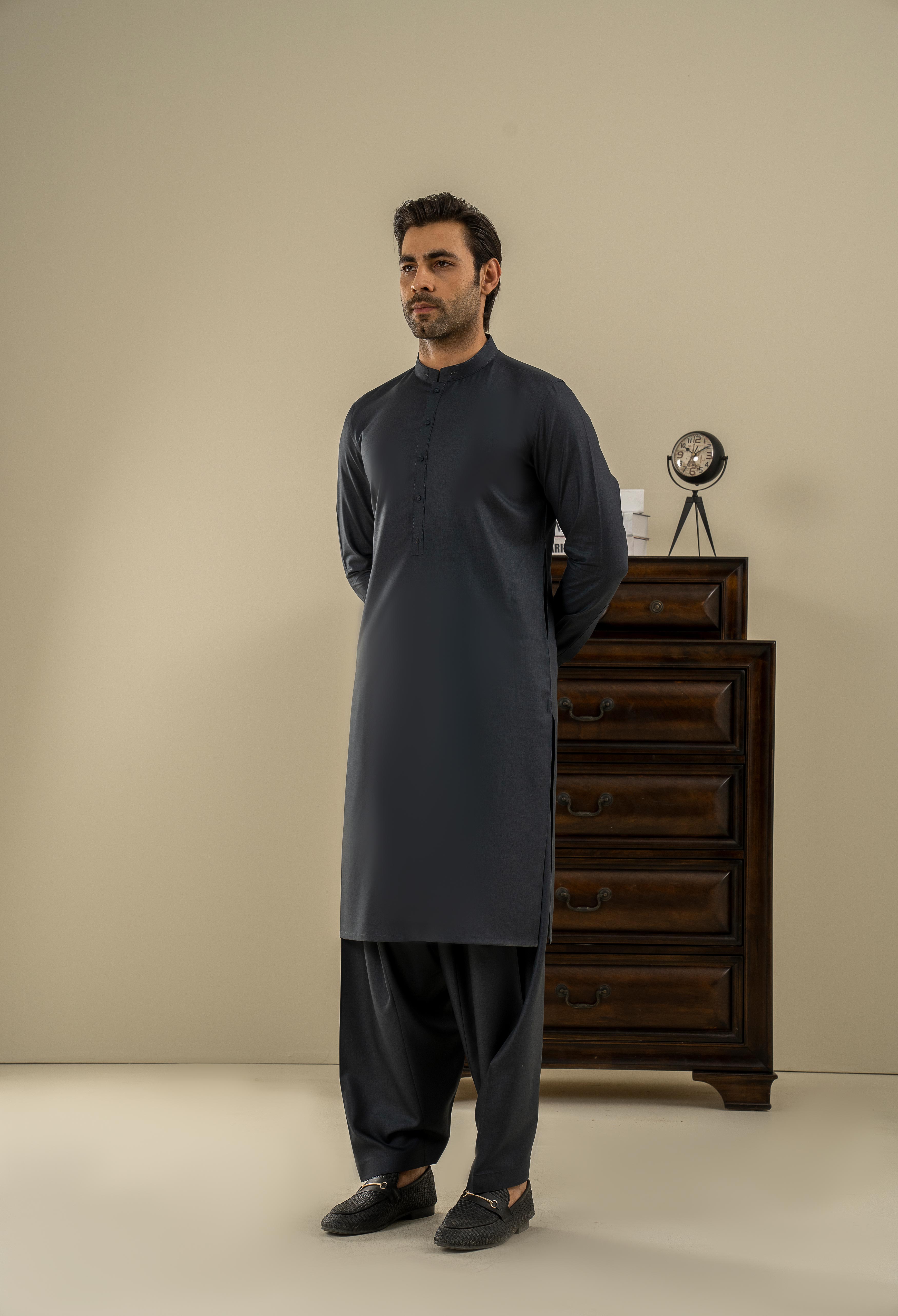 Peacock Blue Detailing Kameez Shalwar