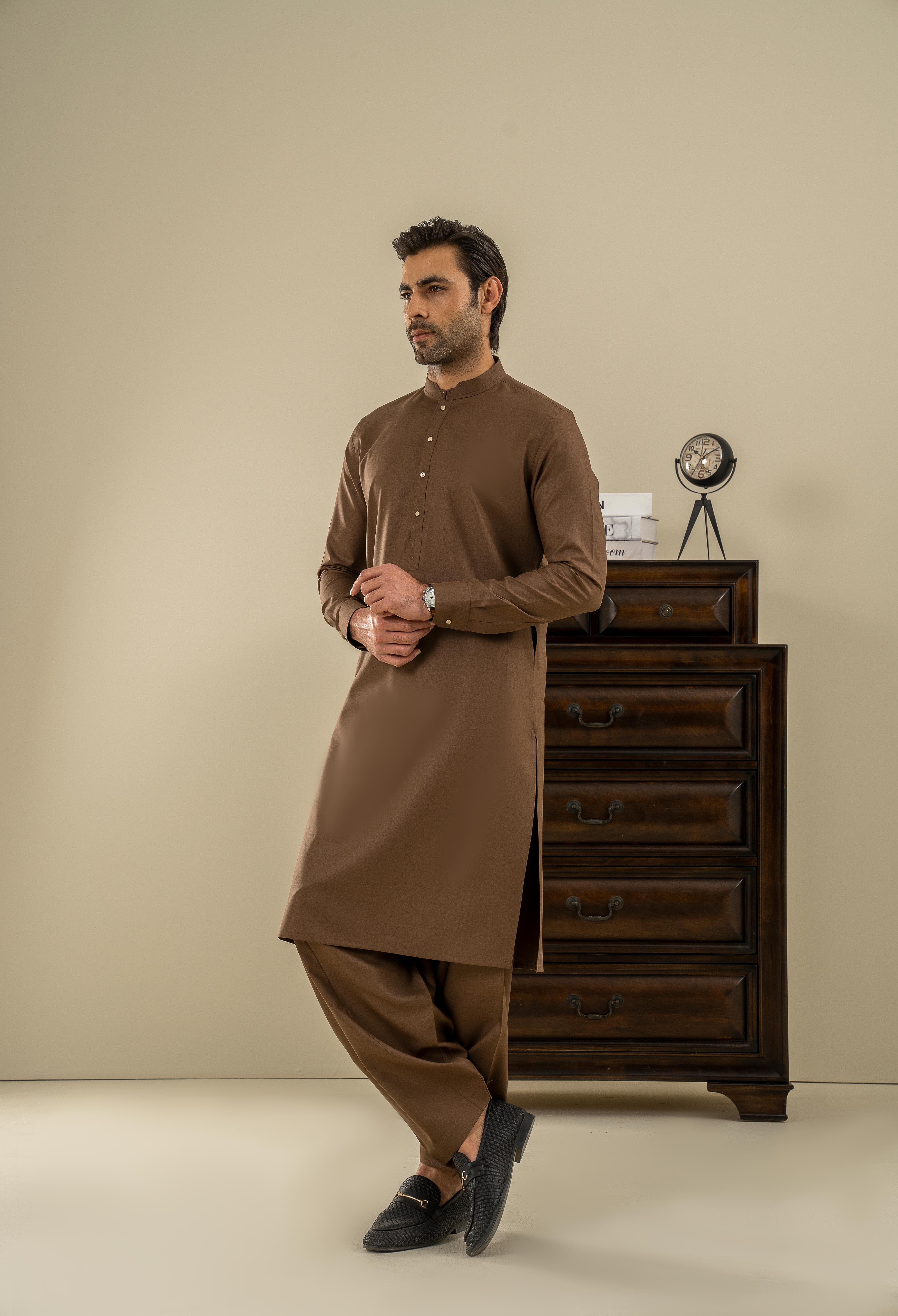 Rust Brown Detailing Kameez Shalwar