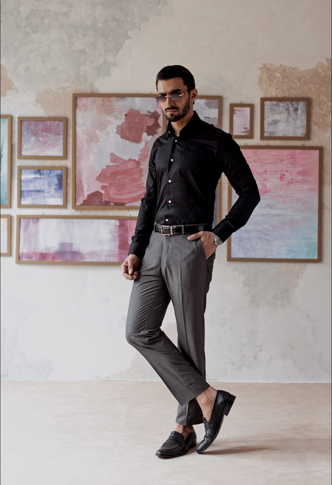 Expresso Black Plain Formal Shirt (FSH-000129)