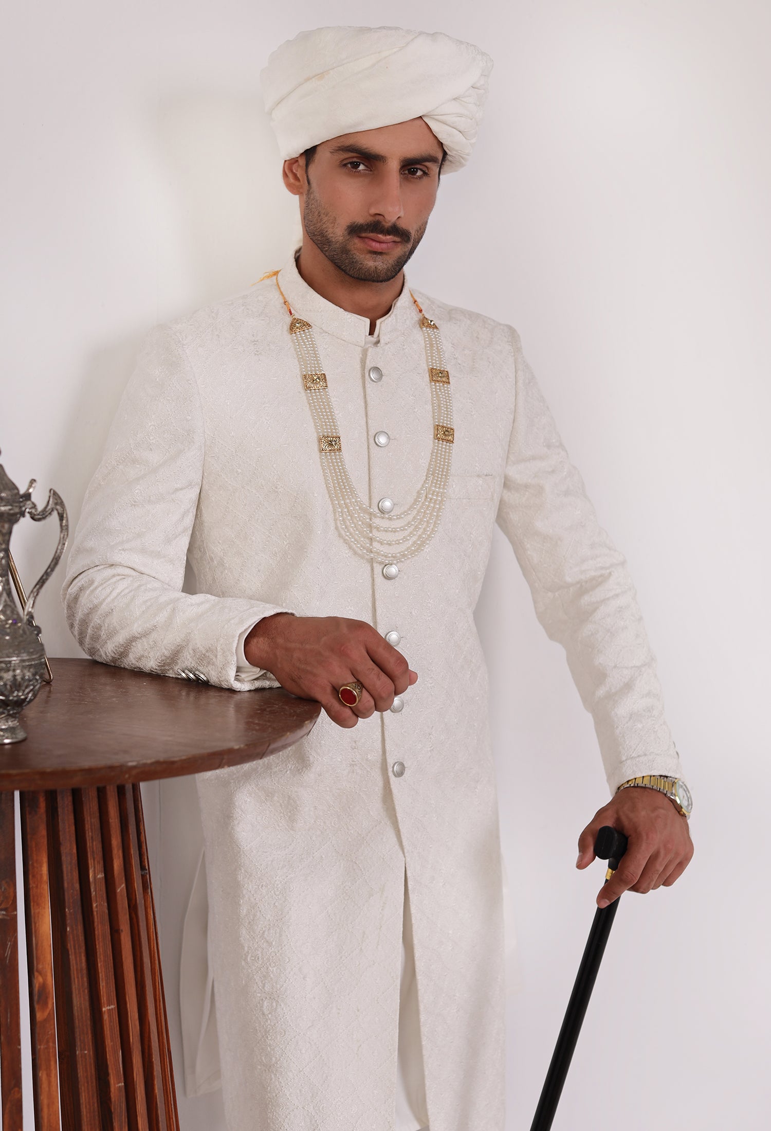 Pearl White Sherwani (Sher-000777)