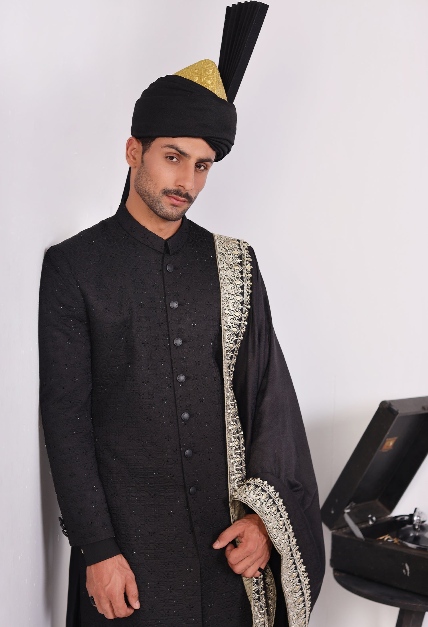 Raisin Black Sherwani (Sher-000444)