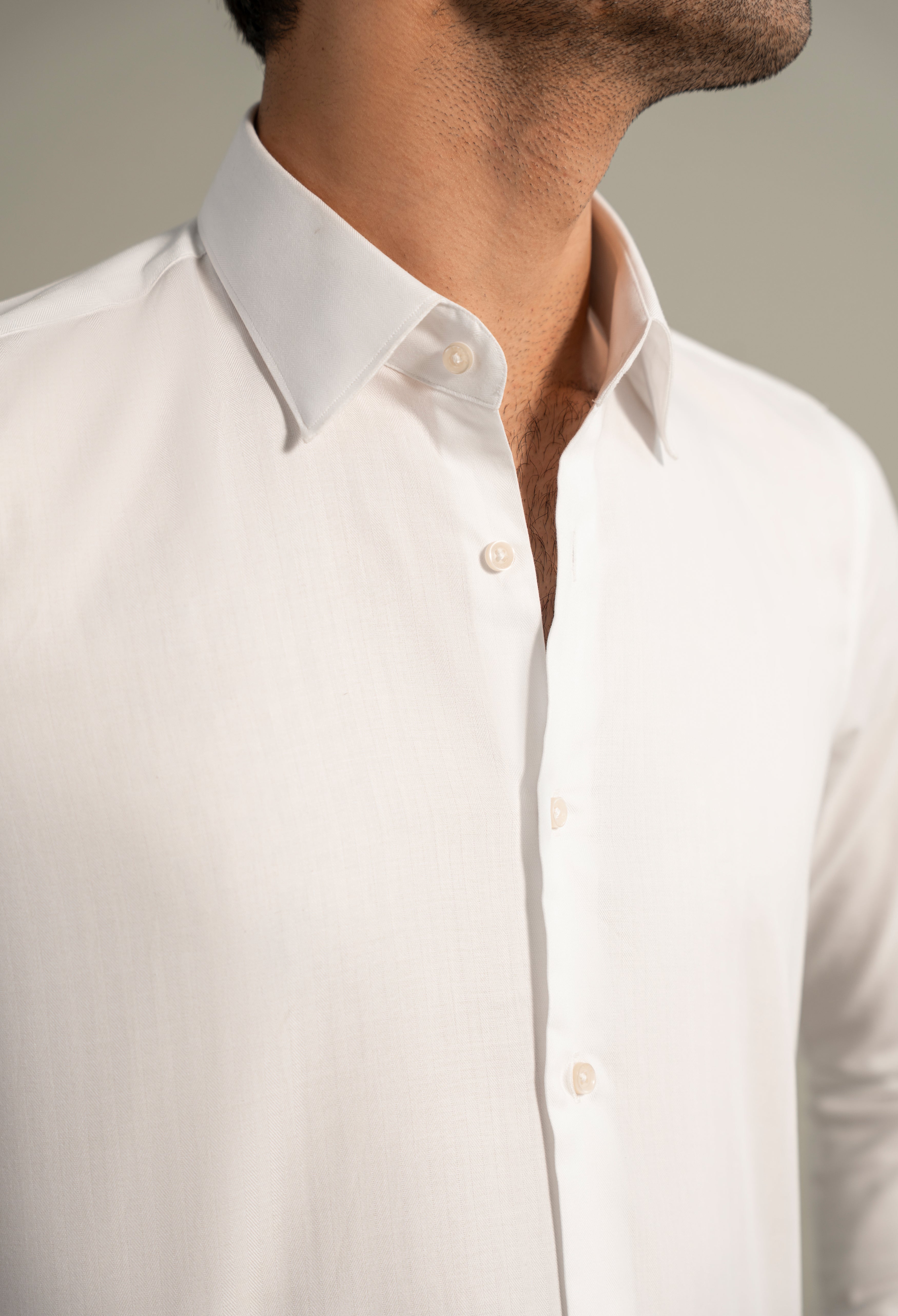 Azure White Herringbone Formal Shirt