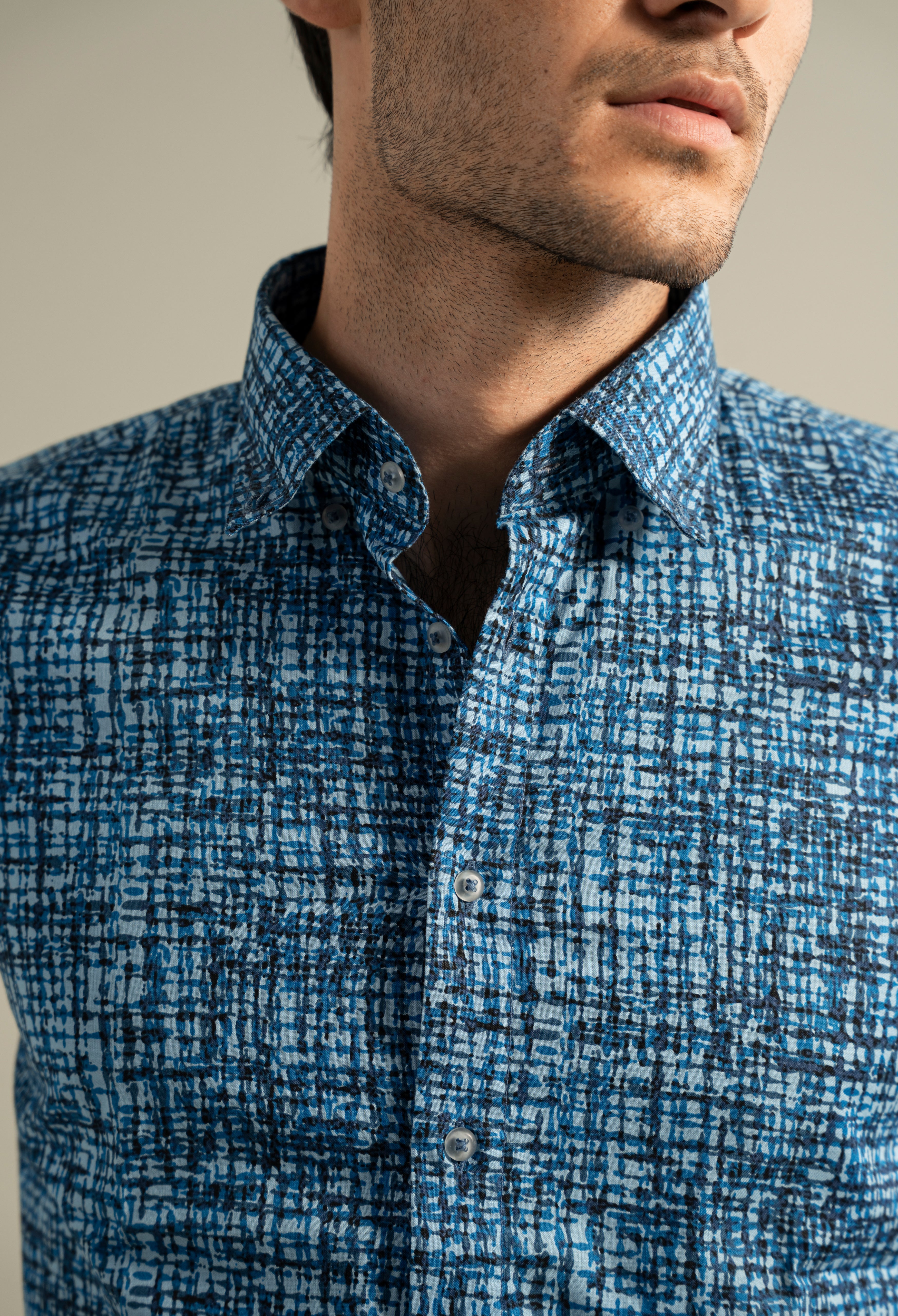 Cornflower Blue Printed Casual Shirt