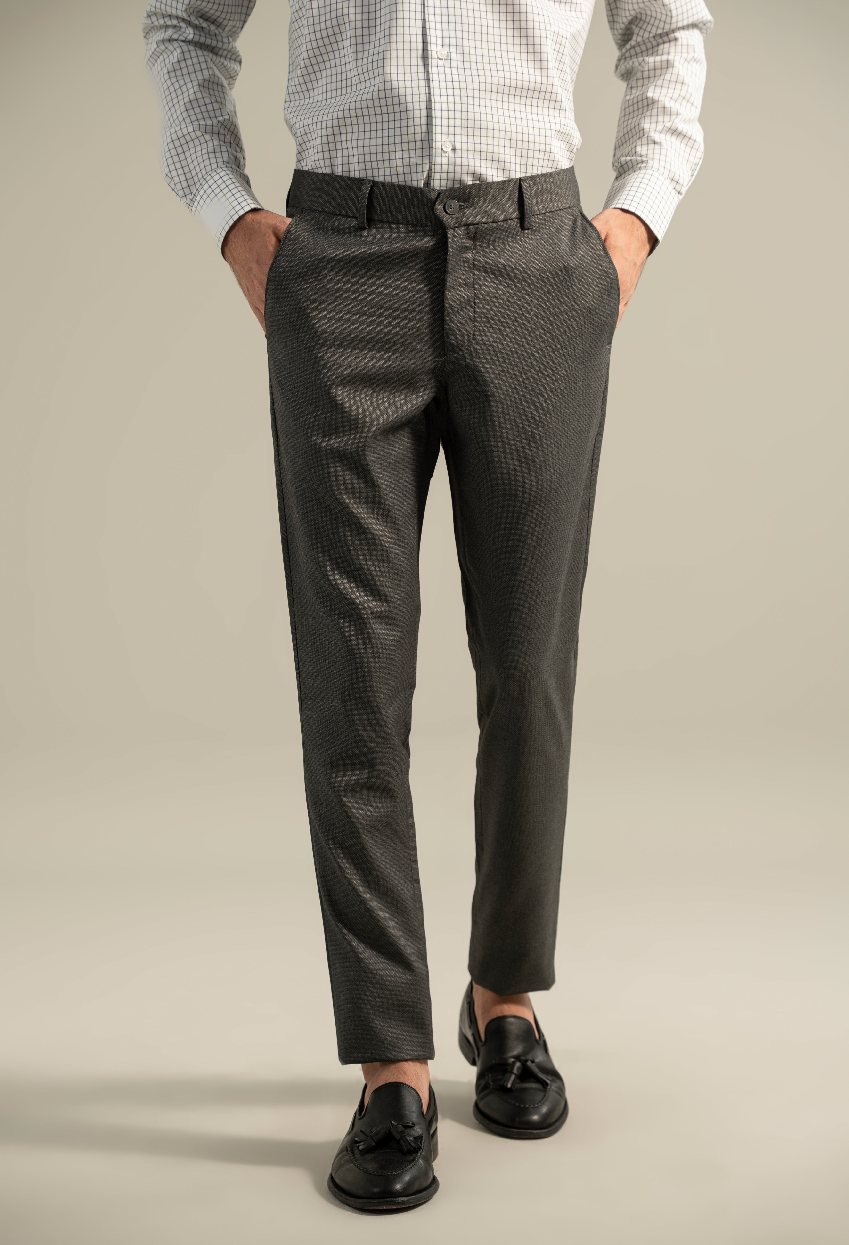 Grey Lycra Dress Pant