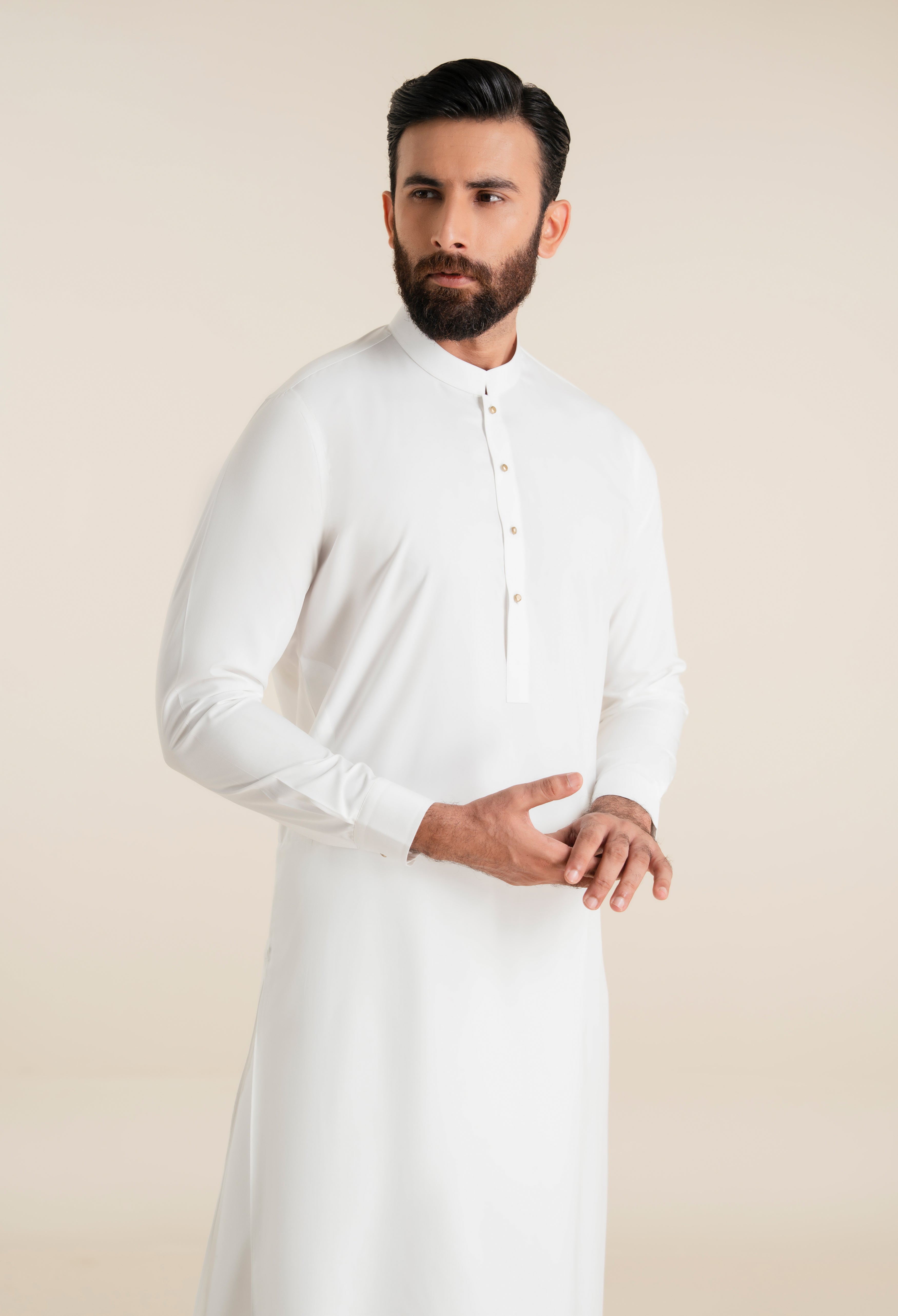 Off White Blended Kameez Shalwar